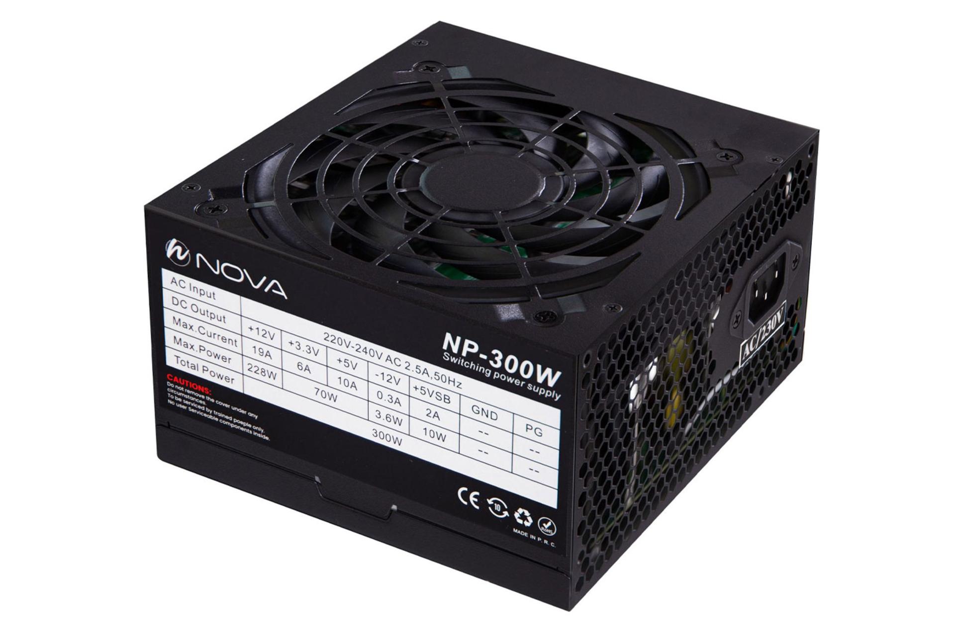 ابعاد و اندازه پاور کامپیوتر نوا NP-300 با توان 300 وات