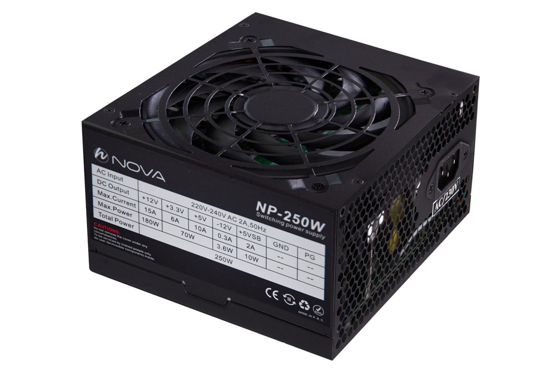 ابعاد و اندازه پاور کامپیوتر نوا NP-250 با توان 250 وات