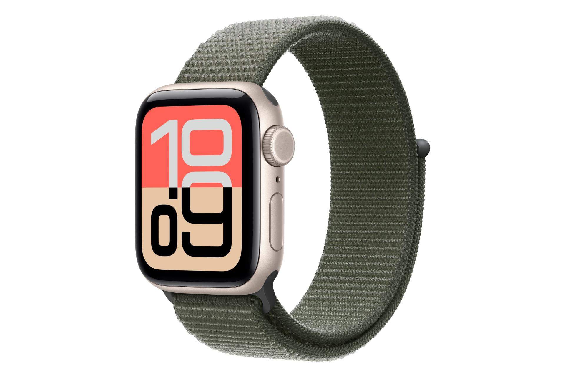 ساعت هوشمند اپل واچ اس ای 3 مدل 40 میلی‌متری طلایی روشن با بند سبز / Apple Watch SE 3 40mm