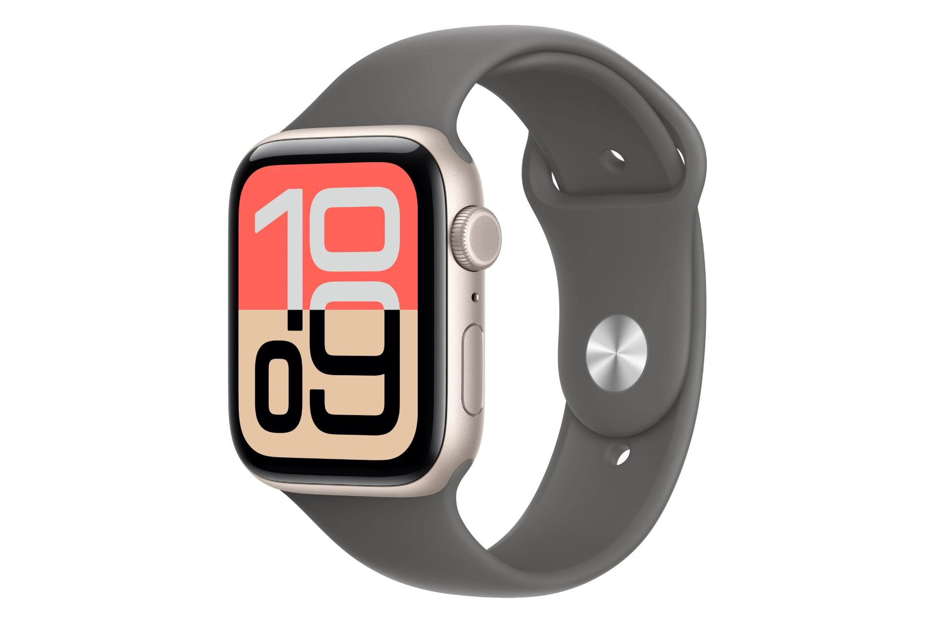 ساعت هوشمند اپل واچ اس ای 3 مدل 44 میلی‌متری طلایی روشن با بند خاکستری / Apple Watch SE 3 44mm