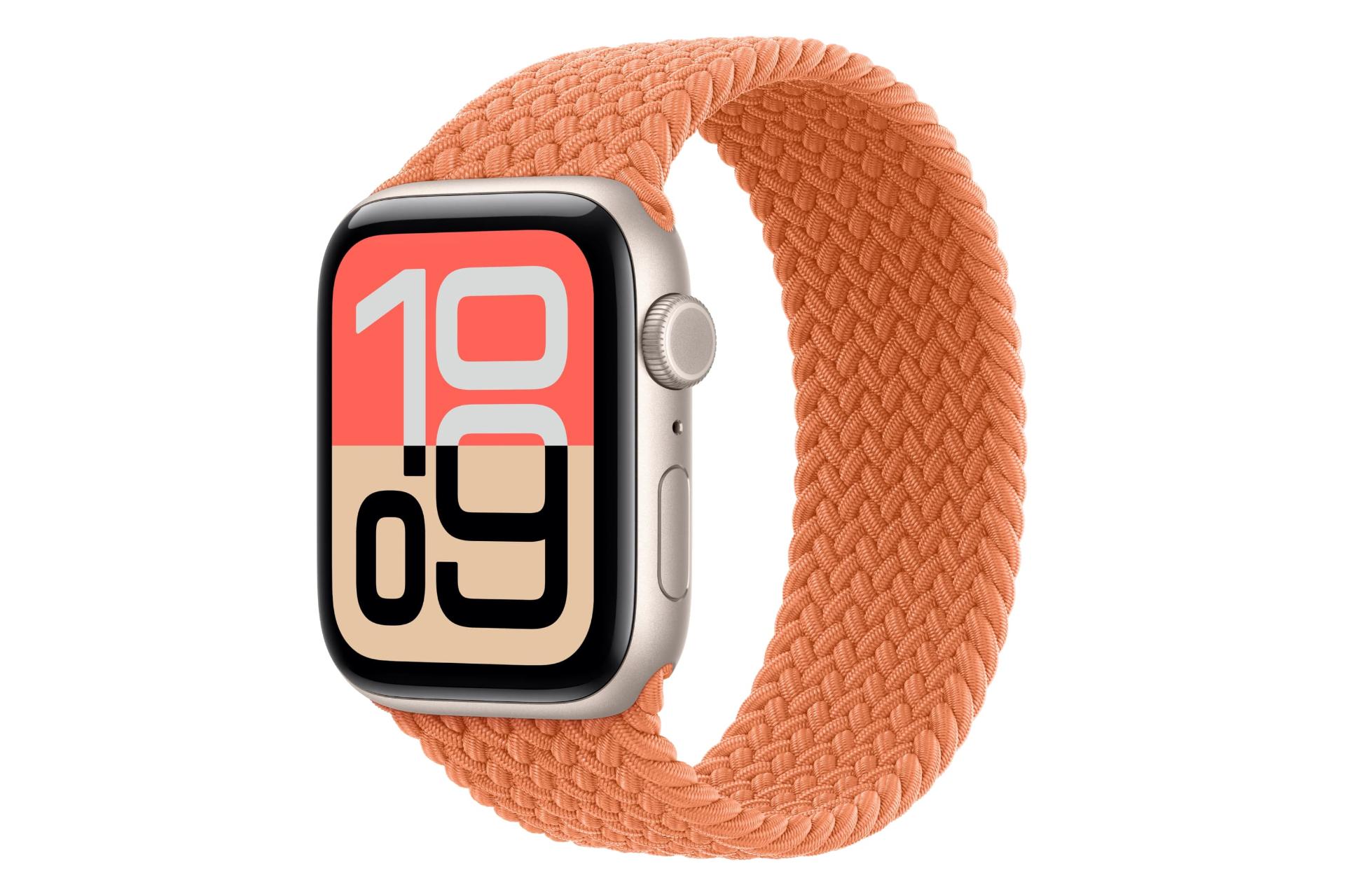 مرجع متخصصين ايران ساعت هوشمند اپل واچ اس اي 3 مدل 44 ميلي‌متري طلايي روشن با بند نارنجي / Apple Watch SE 3 44mm