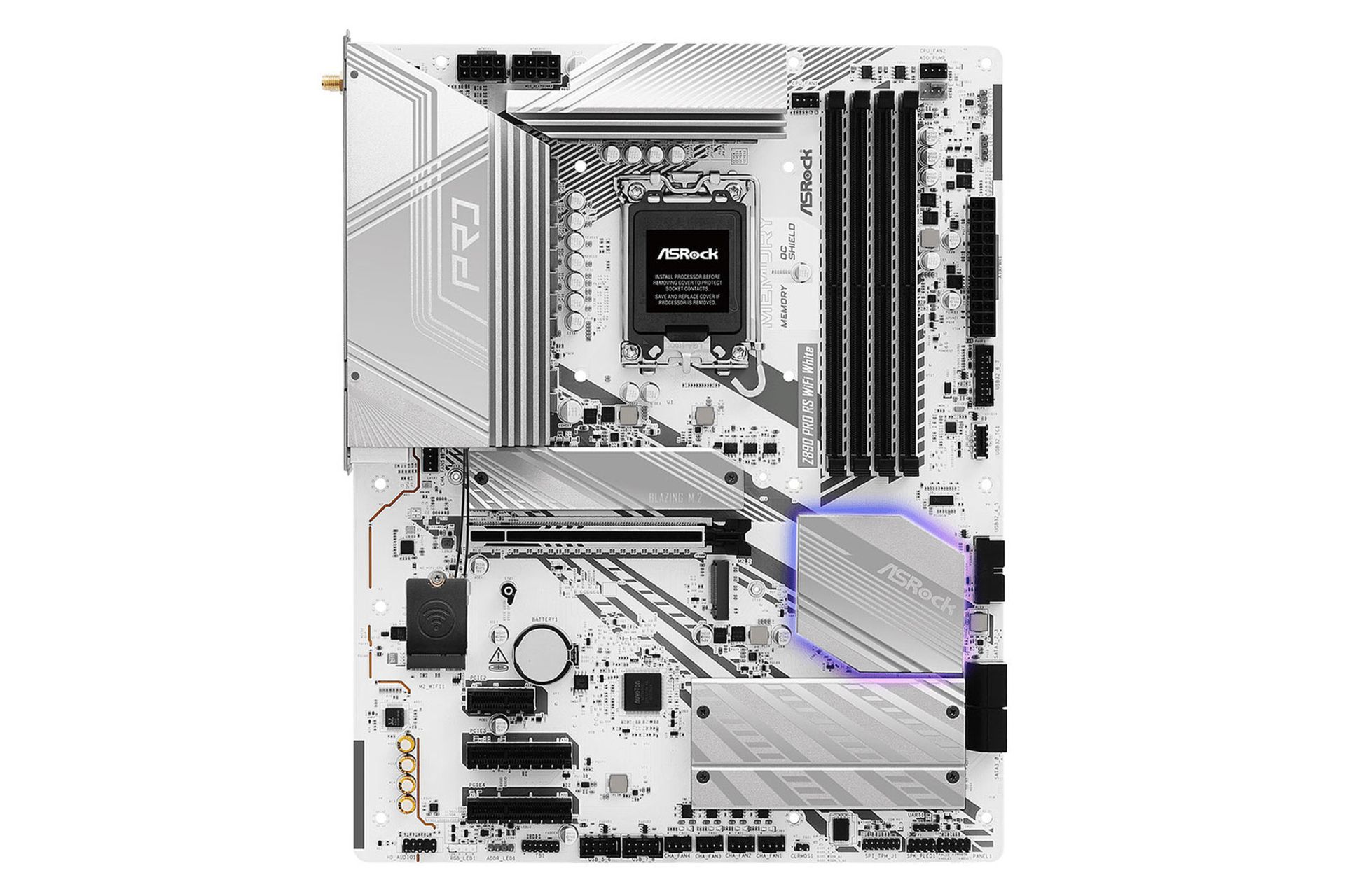 مادربرد ازراک Z890 Pro RS WiFi نمای روبرو