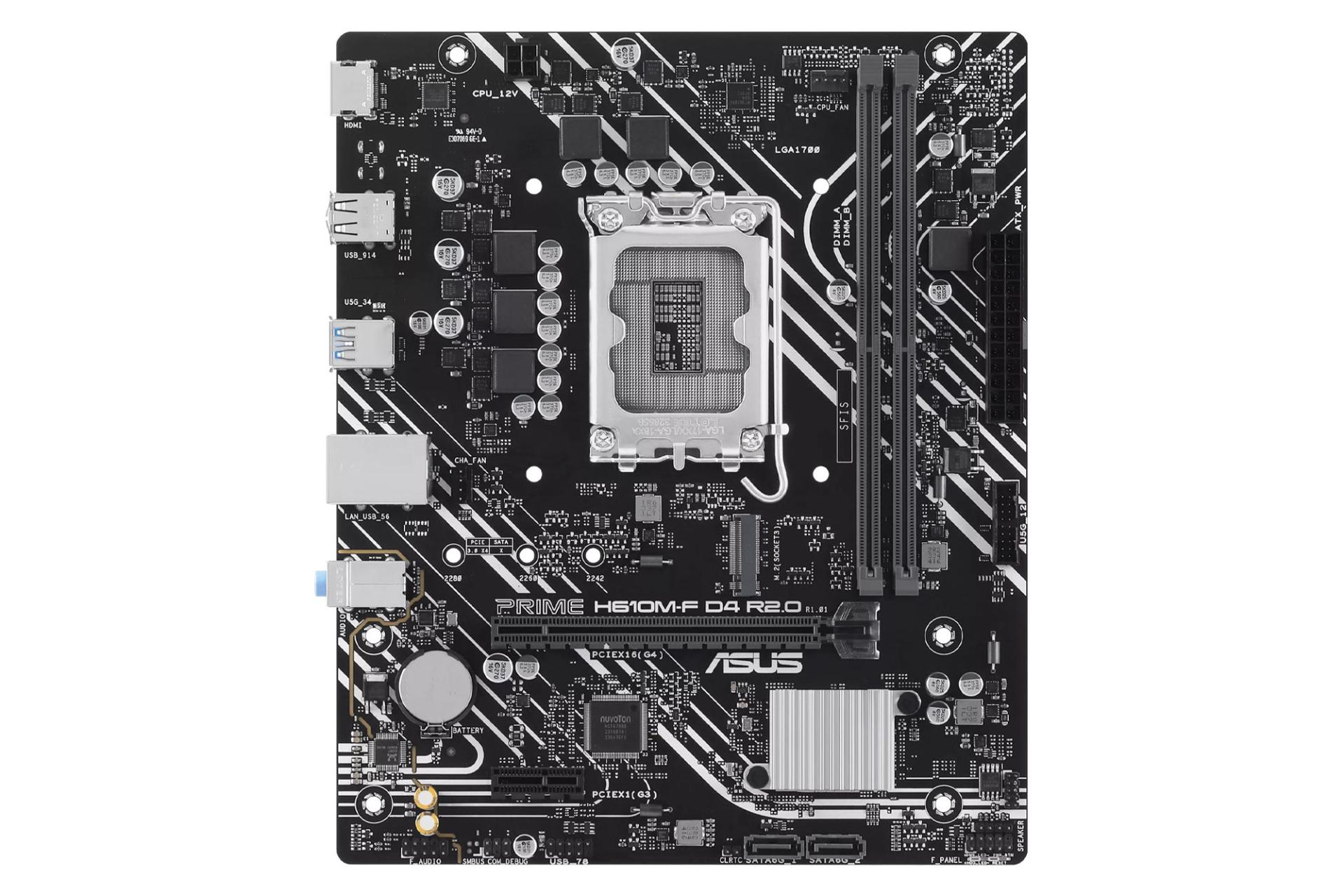 مادربرد ایسوس PRIME H610M-F D4 R2.0 نمای روبرو