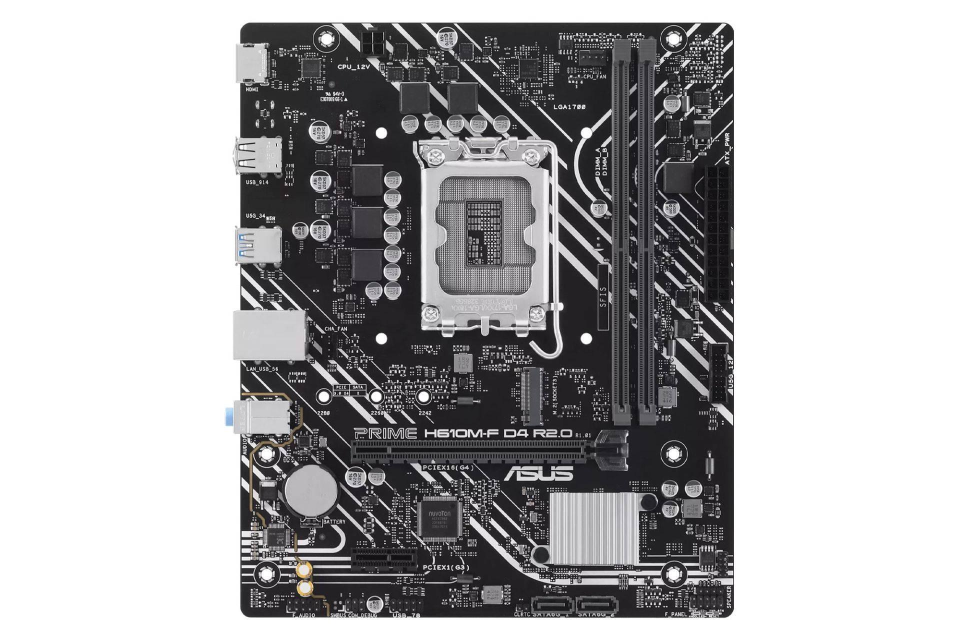 مادربرد ایسوس PRIME H610M-F D4 R2.0 نمای روبرو