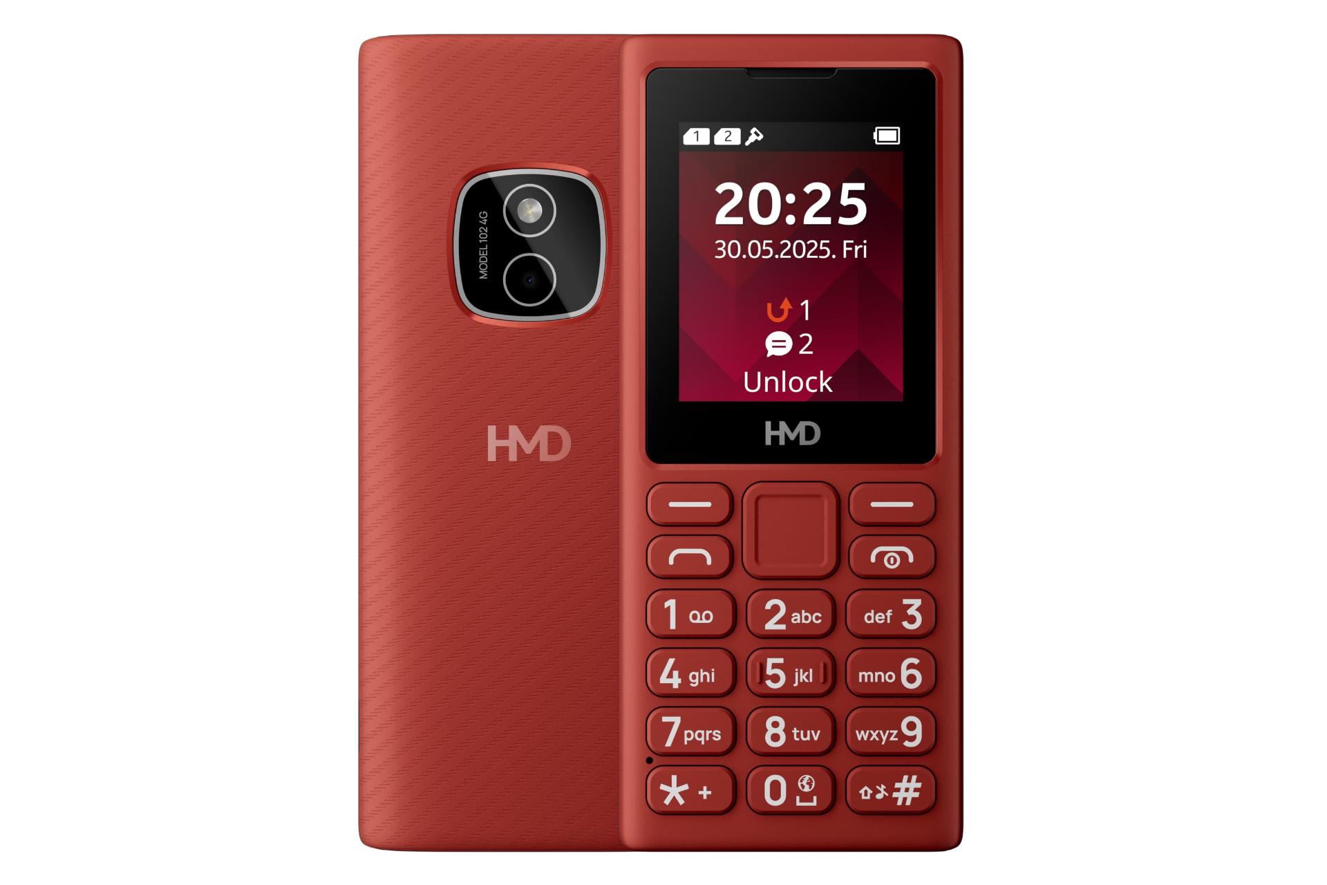 پنل جلو و پشت گوشی موبایل اچ ام دی HMD 102 4G قرمز