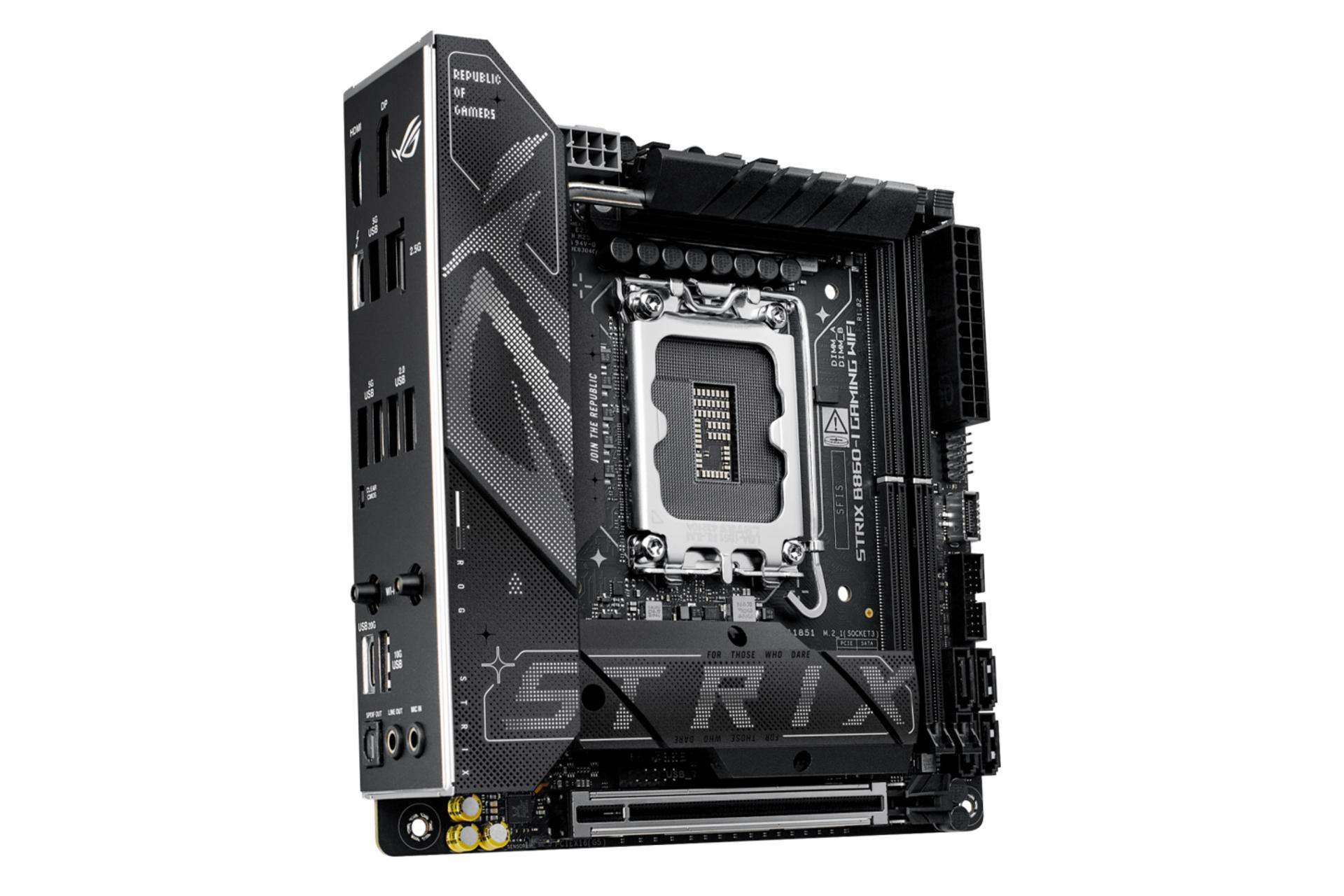 نمای سمت چپ مادربرد ایسوس ROG STRIX B860-I GAMING WIFI