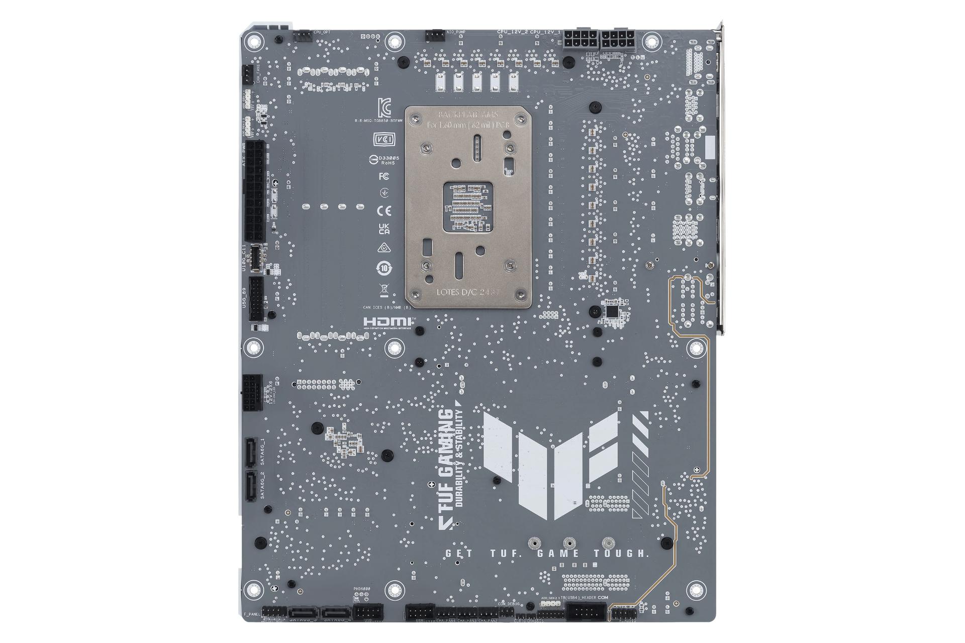 نمای پنل پشت مادربرد ایسوس TUF GAMING B850-BTF WIFI W با نمایش اتصالات