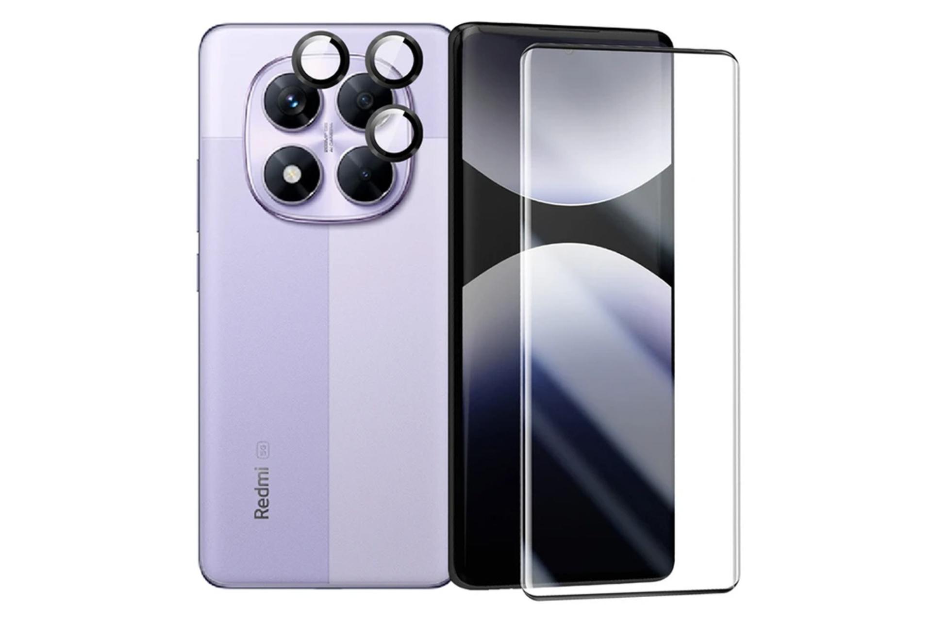 محافظ صفحه نمایش گوشی آکوآرا مدل FL Edge Ring مناسب شیائومی Redmi Note 14 Pro 5G به همراه محافظ لنز دوربین