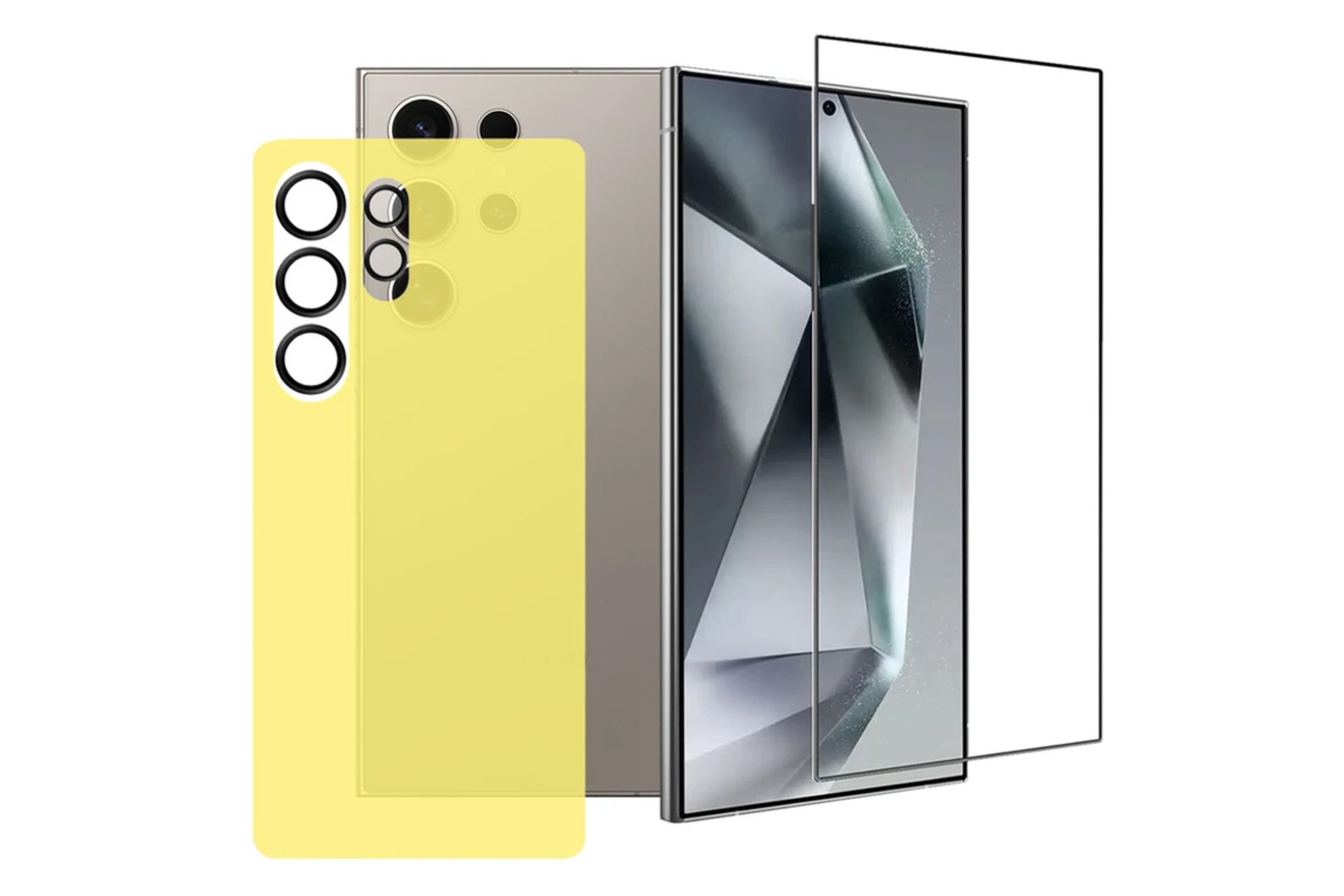 محافظ صفحه نمایش گوشی آکوآرا مدل Full-Back-Ring مناسب سامسونگ Galaxy S24 Ultra به همراه محافظ پشت گوشی و لنز دوربین