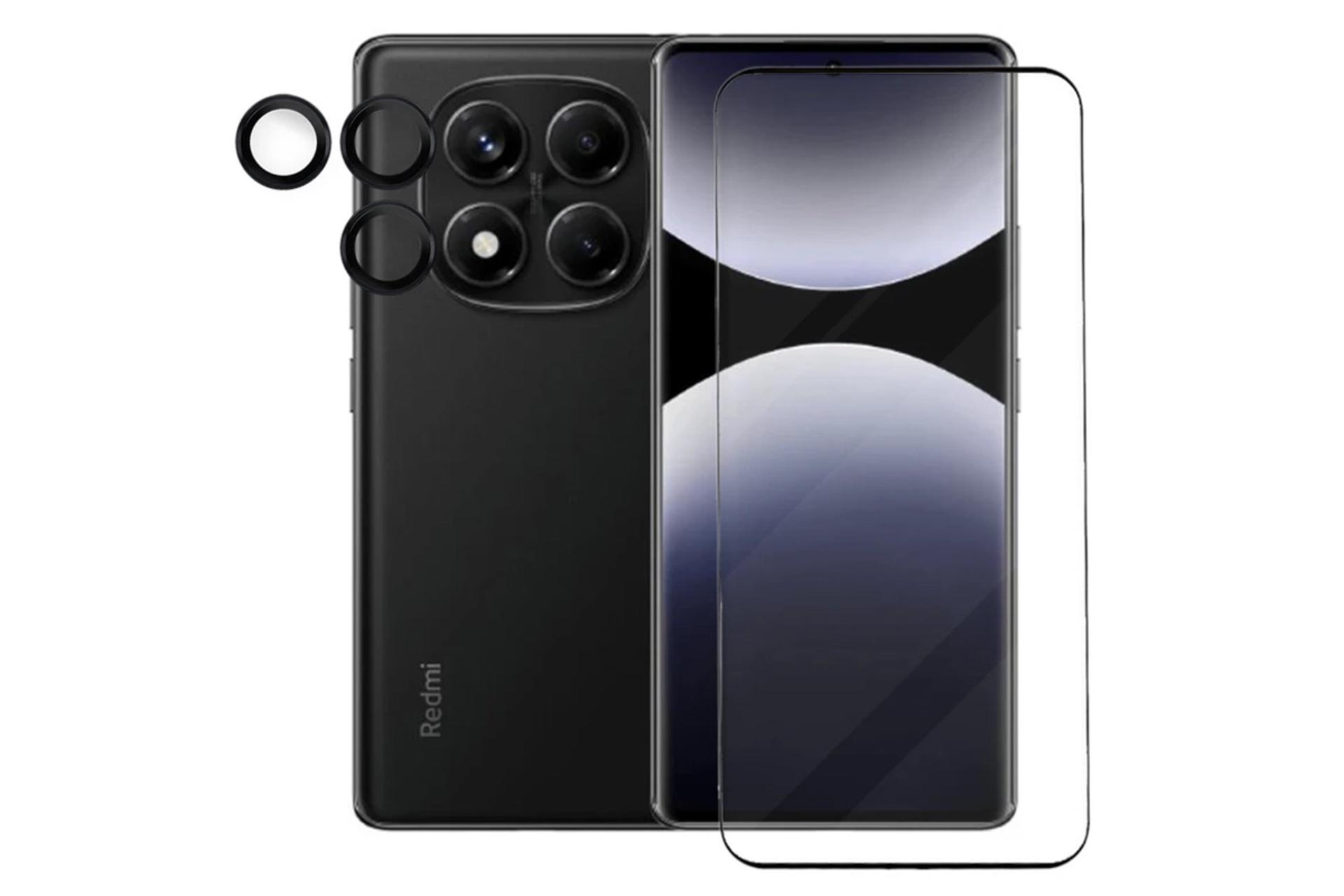 محافظ صفحه نمایش گوشی آکوآرا مدل BKRNGGLS مناسب شیائومی Redmi Note 14 Pro 5G به همراه محافظ لنز دوربین