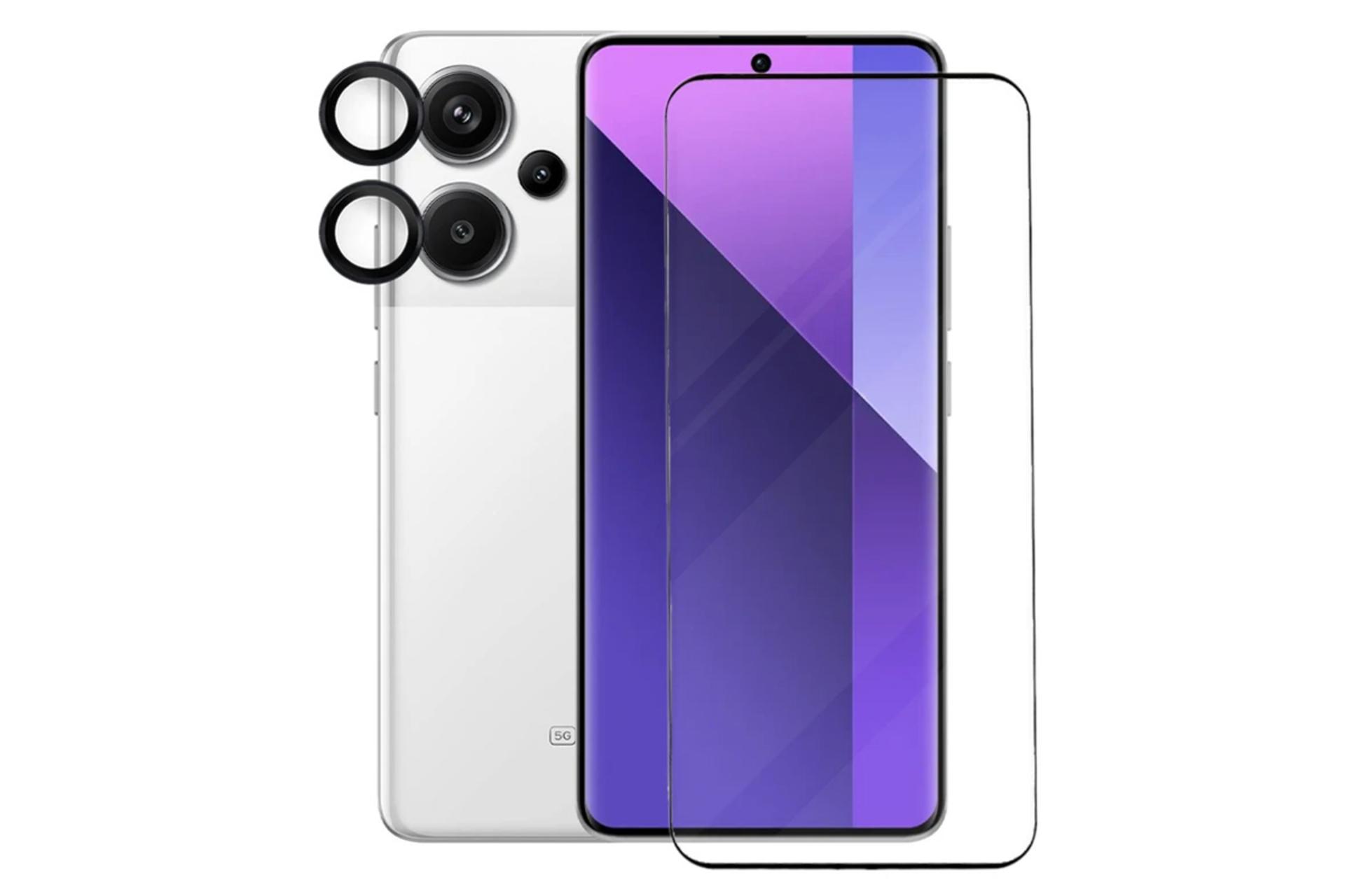 محافظ صفحه نمایش گوشی آکوآرا مدل BKRNGGLS مناسب شیائومی Redmi Note 13 Pro Plus به همراه محافظ لنز دوربین