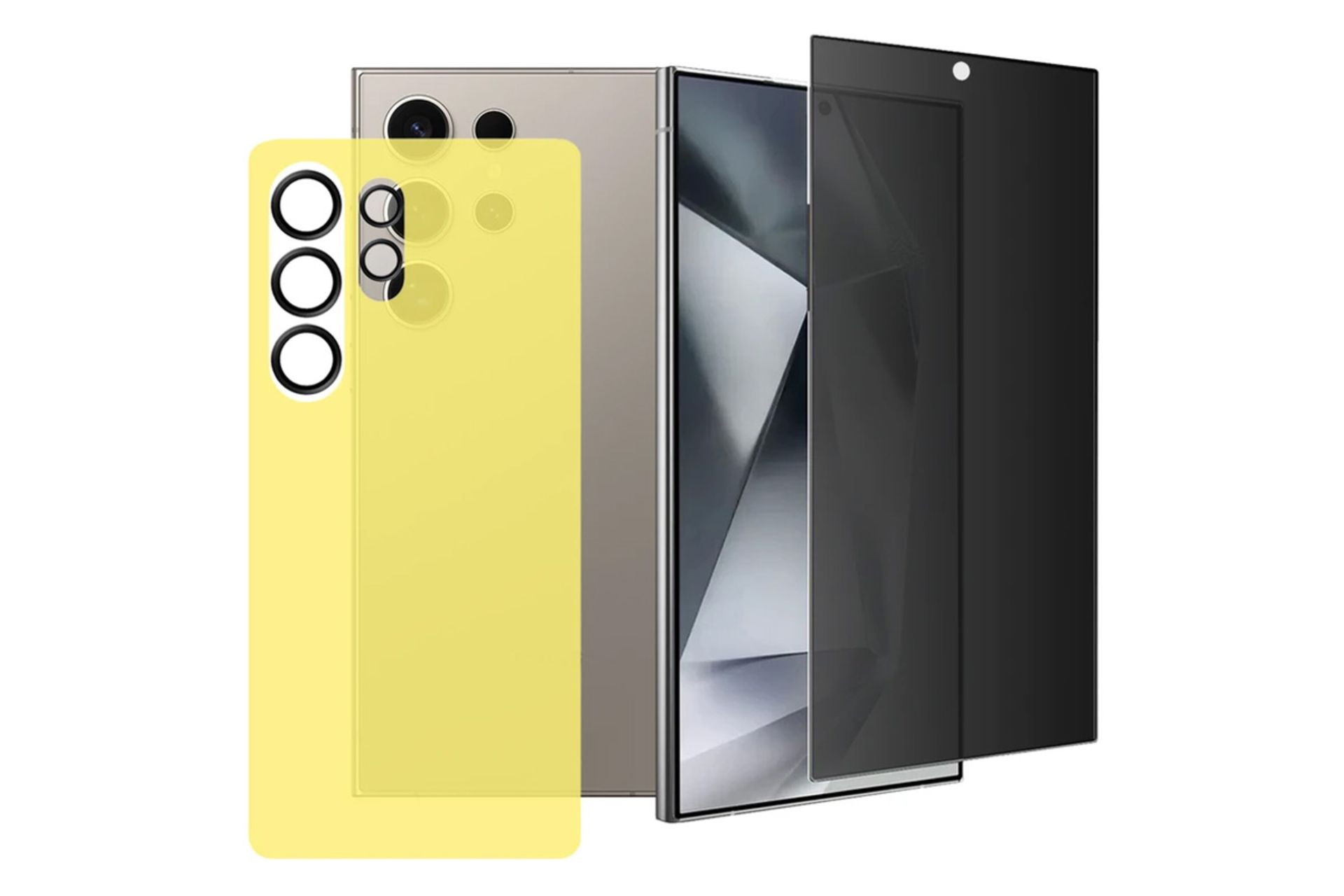 محافظ صفحه نمایش گوشی آکوآرا مدل Full-Pack مناسب سامسونگ Galaxy S24 Ultra به همراه محافظ لنز دوربین