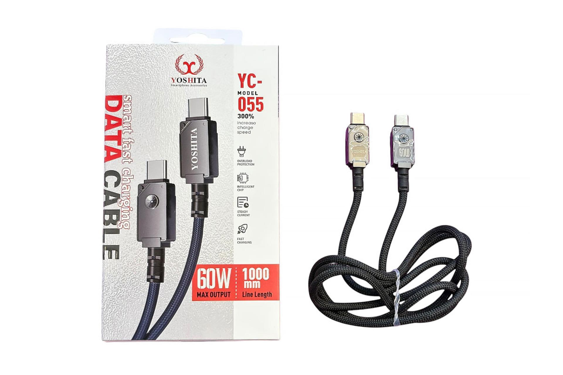  جعبه کابل شارژ USB یوشیتا Type-C به Type-C مدل YC-055 با طول 1 متر