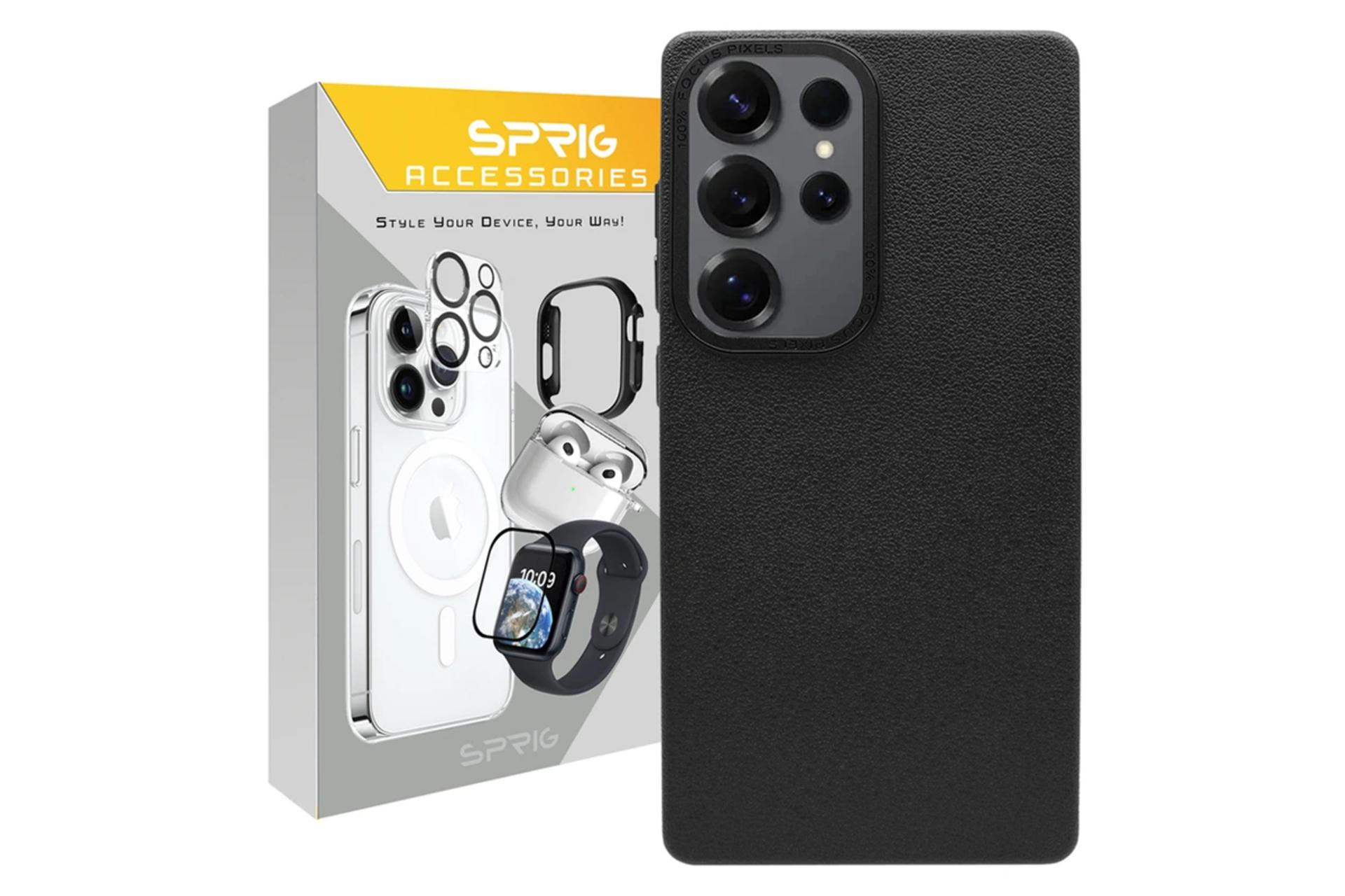 جعبه قاب گوشی اسپریگ مدل Leather Skin مناسب سامسونگ Galaxy S25 Ultra