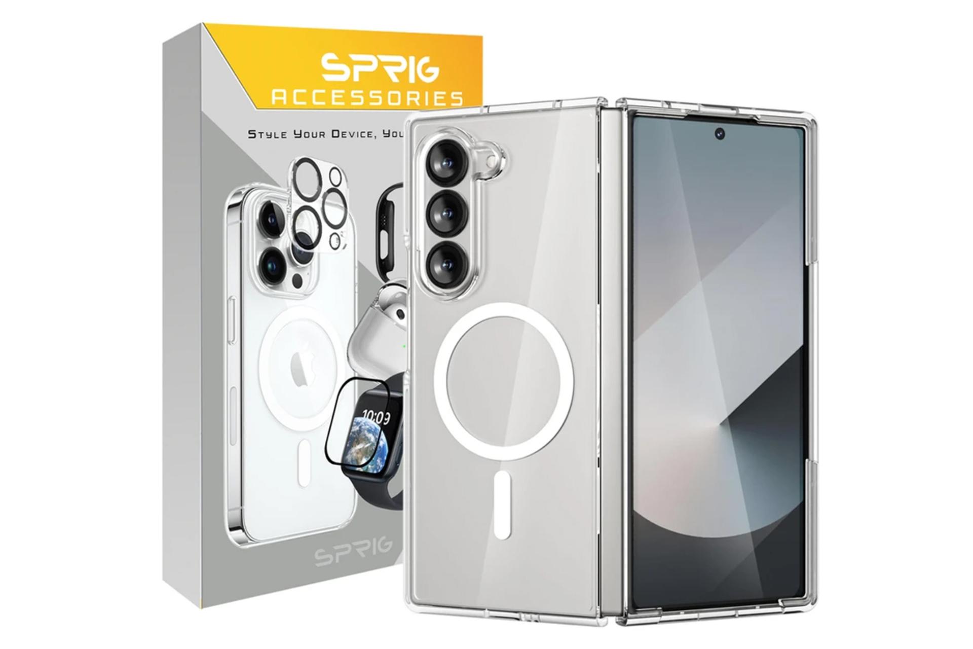 جعبه قاب گوشی اسپریگ مدل Clear Magsafe مناسب سامسونگ Galaxy Z Fold6