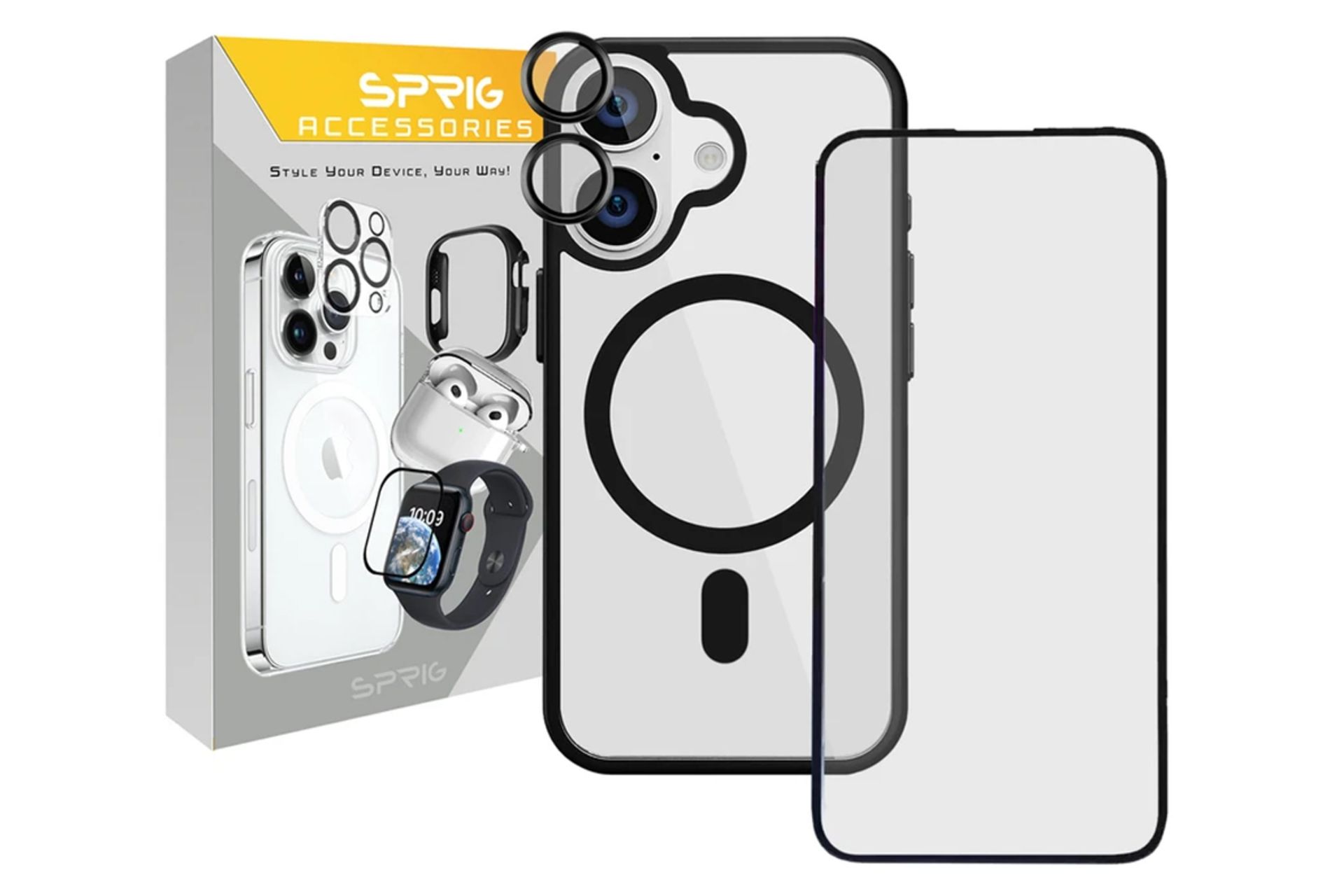 جعبه قاب گوشی اسپریگ مدل BRD Magsafe-Ring مناسب اپل iPhone 16 همراه با محافظ لنز و صفحه نمایش