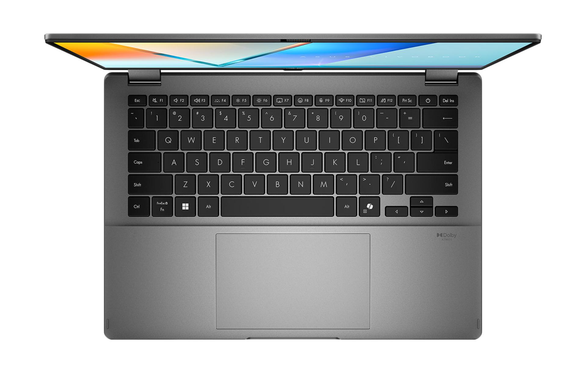 لپ تاپ ایسوس ASUS Vivobook 14 Flip TP3407SA نمای بالا و کیبورد