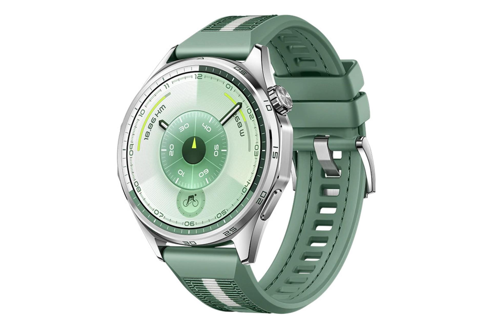 ساعت هوشمند هواوی واچ GT 6 نسخه 46 میلی‌متری نقره ای با بند سبز / Huawei Watch GT 6 46mm