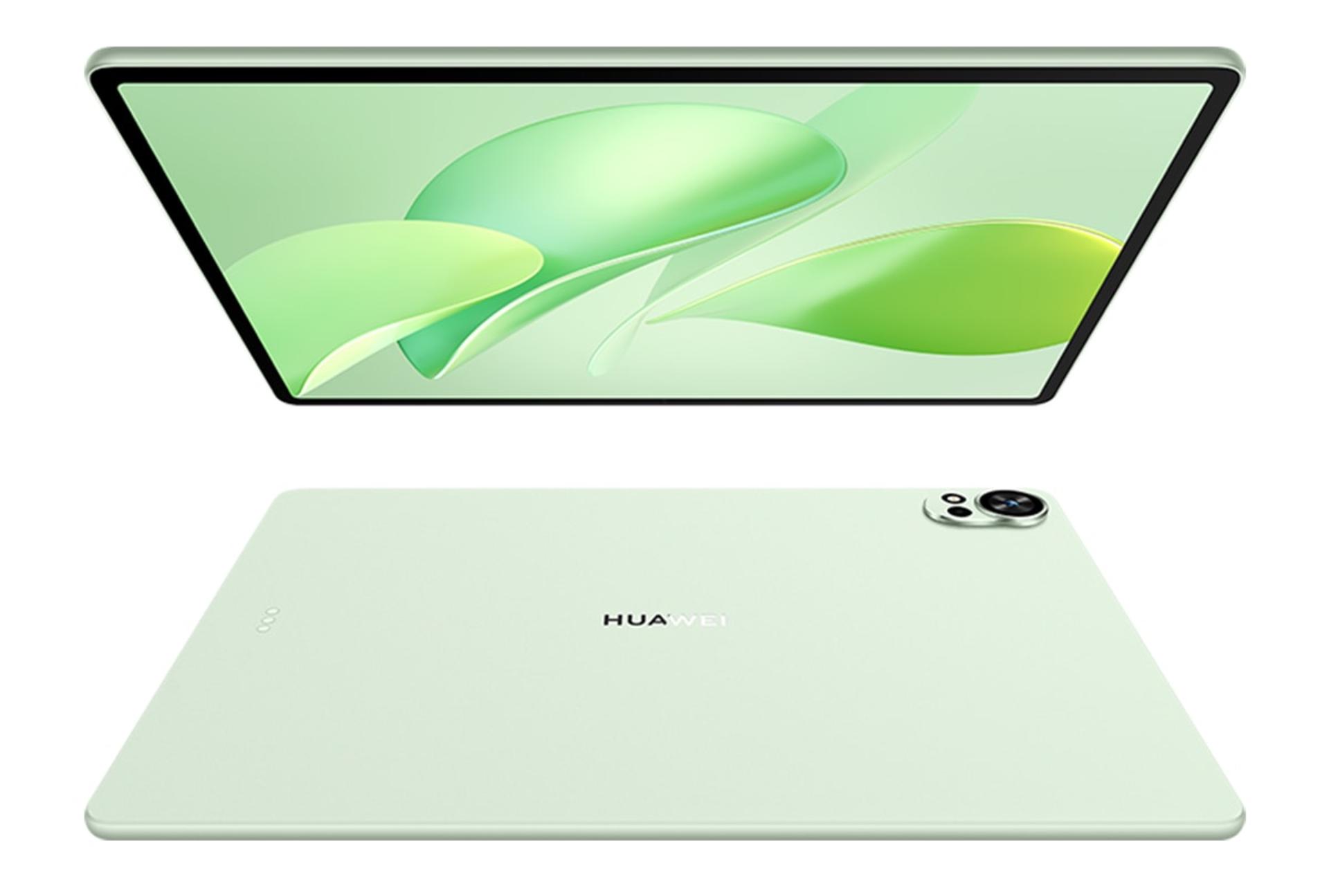 نمای کناری تبلت 12X هواوی نسخه 2025 / Huawei MatePad 12 X 2025 با نمایش لبه های بالا و پایین رنگ سبز