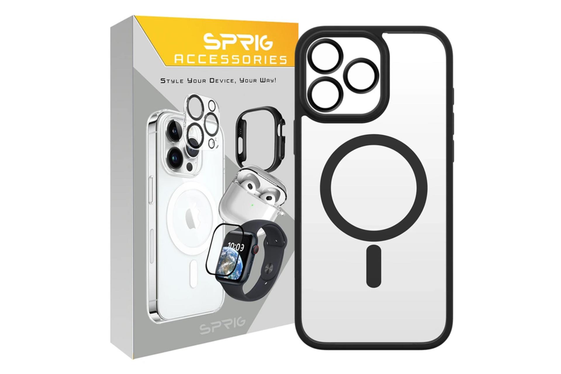 جعبه قاب گوشی اسپریگ مدل MagSafe-Ring مناسب اپل iPhone 12 Pro Max همراه با محافظ لنز