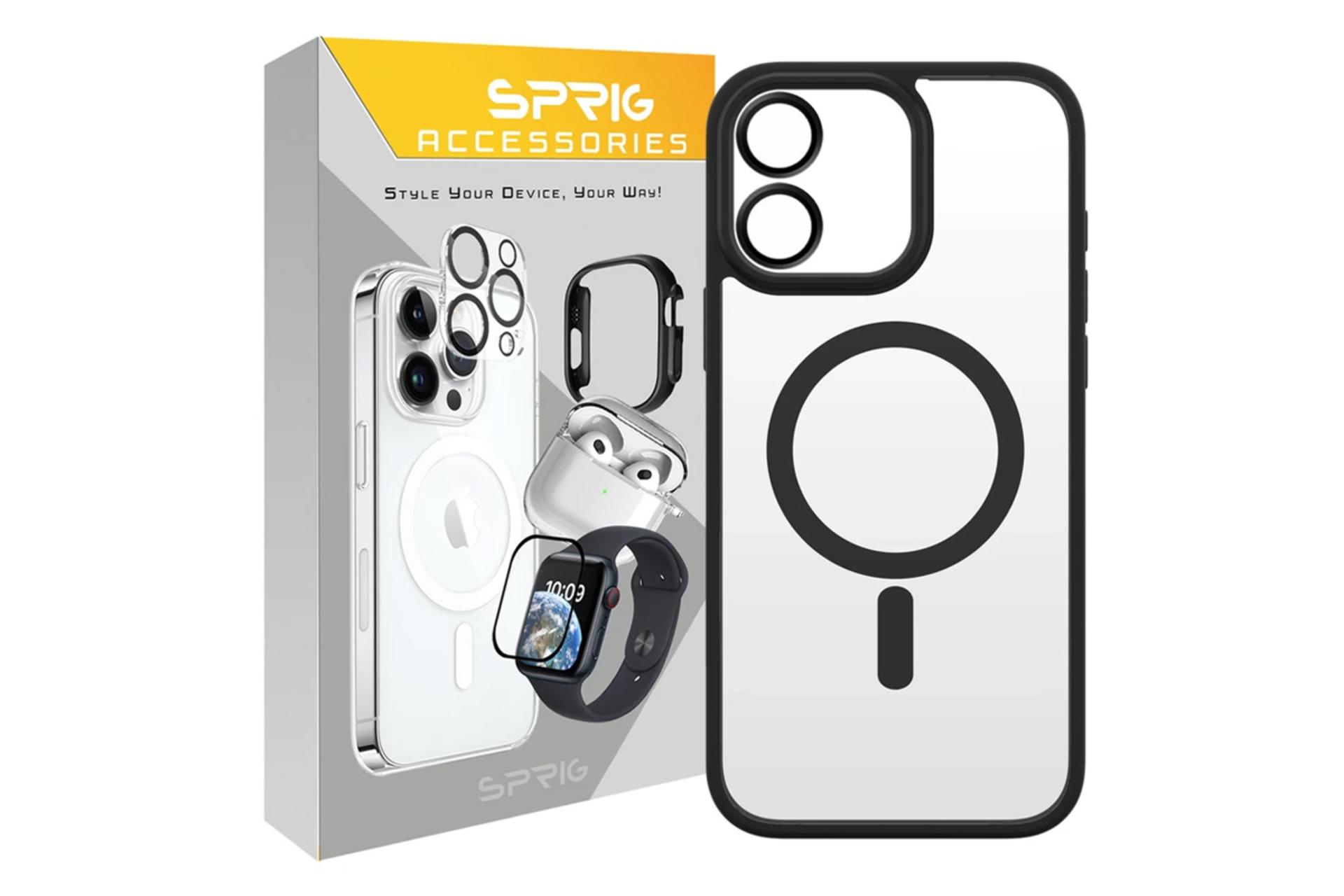 جعبه قاب گوشی اسپریگ مدل MagSafe-Ring مناسب اپل iPhone 11 همراه با محافظ لنز