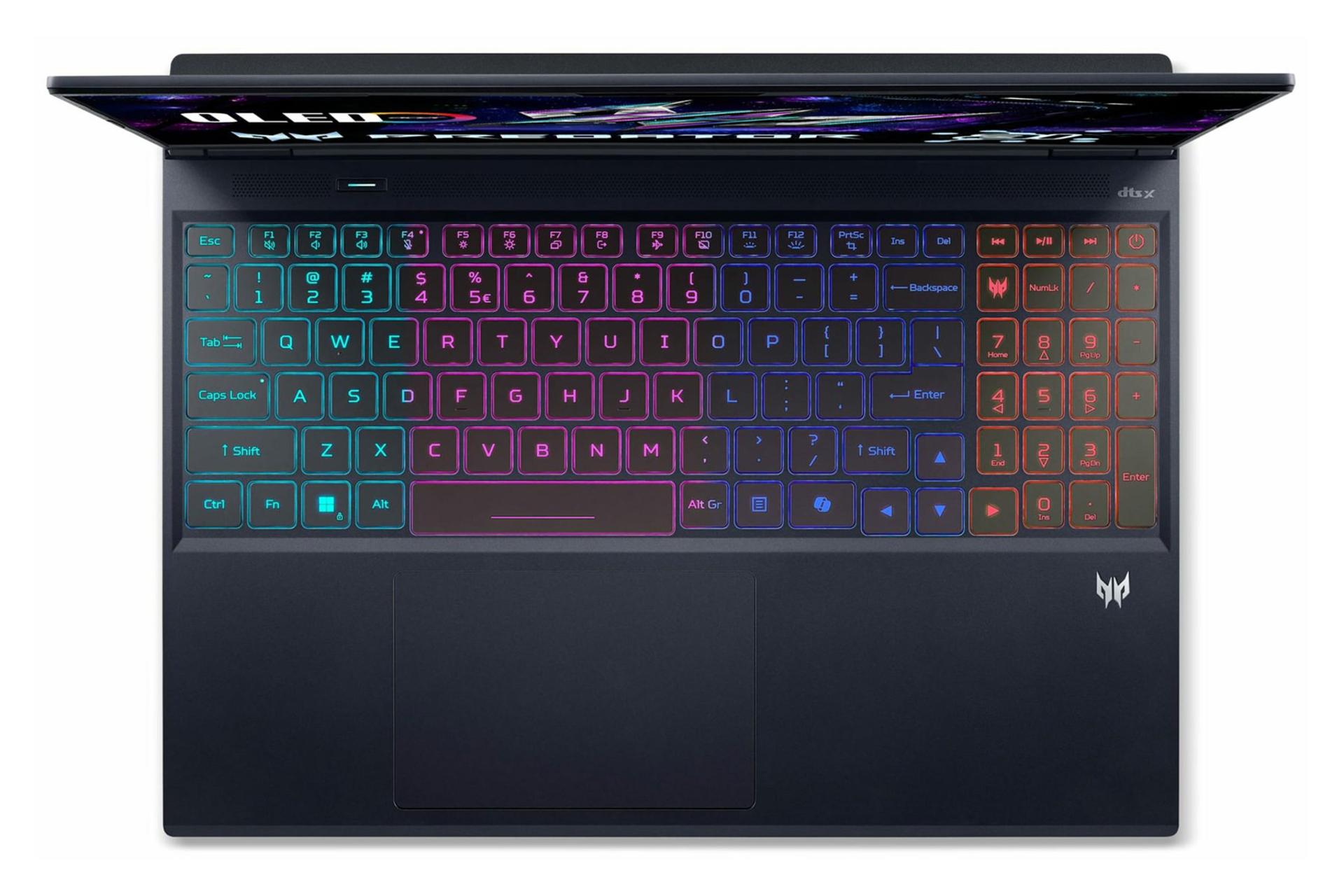 لپ تاپ ایسر Acer Predator Helios Neo 16S AI PHN16S-71 نمای بالا و کیبورد