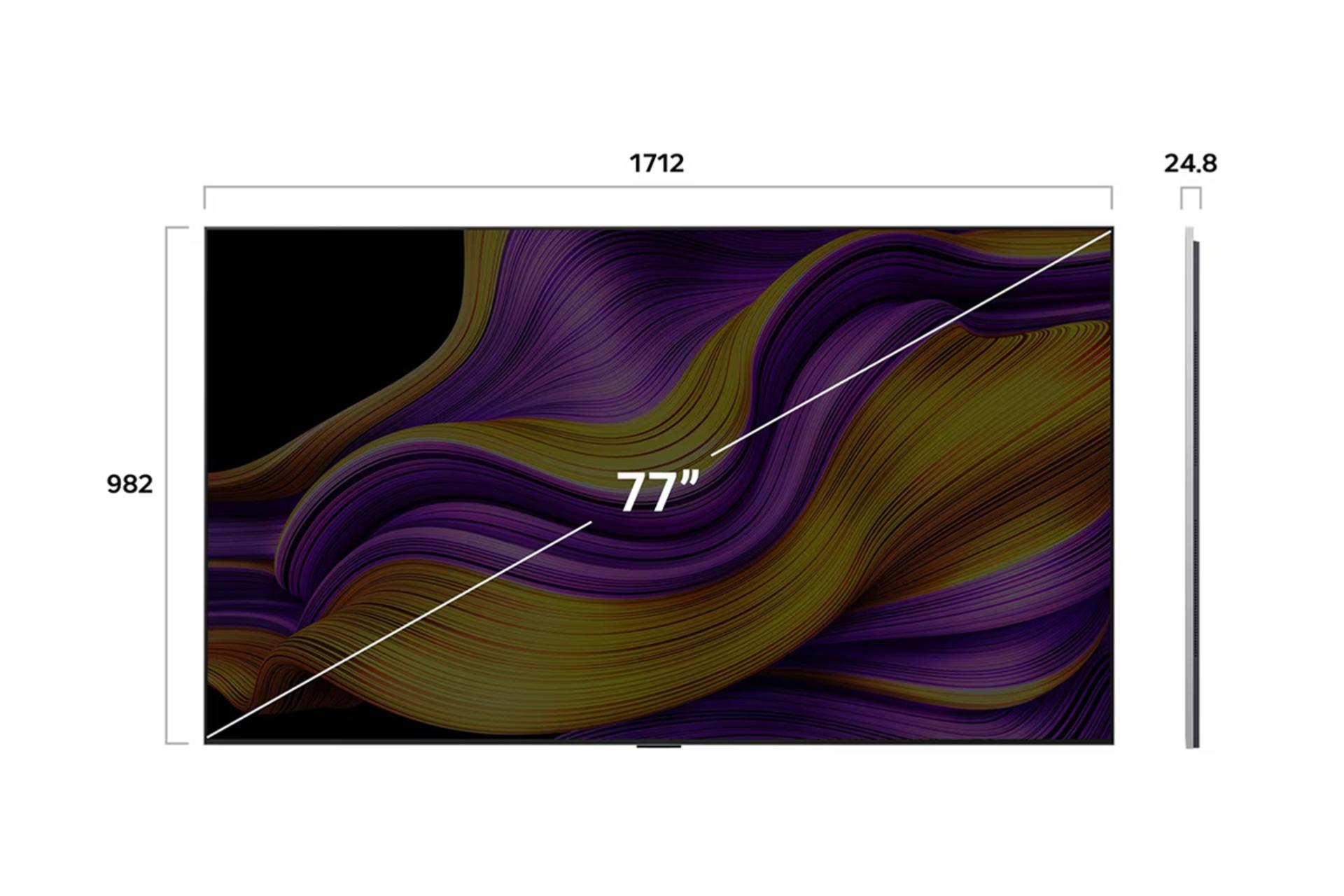 ابعاد و اندازه تلویزیون ال جی اولد G5 مدل 77 اینچ