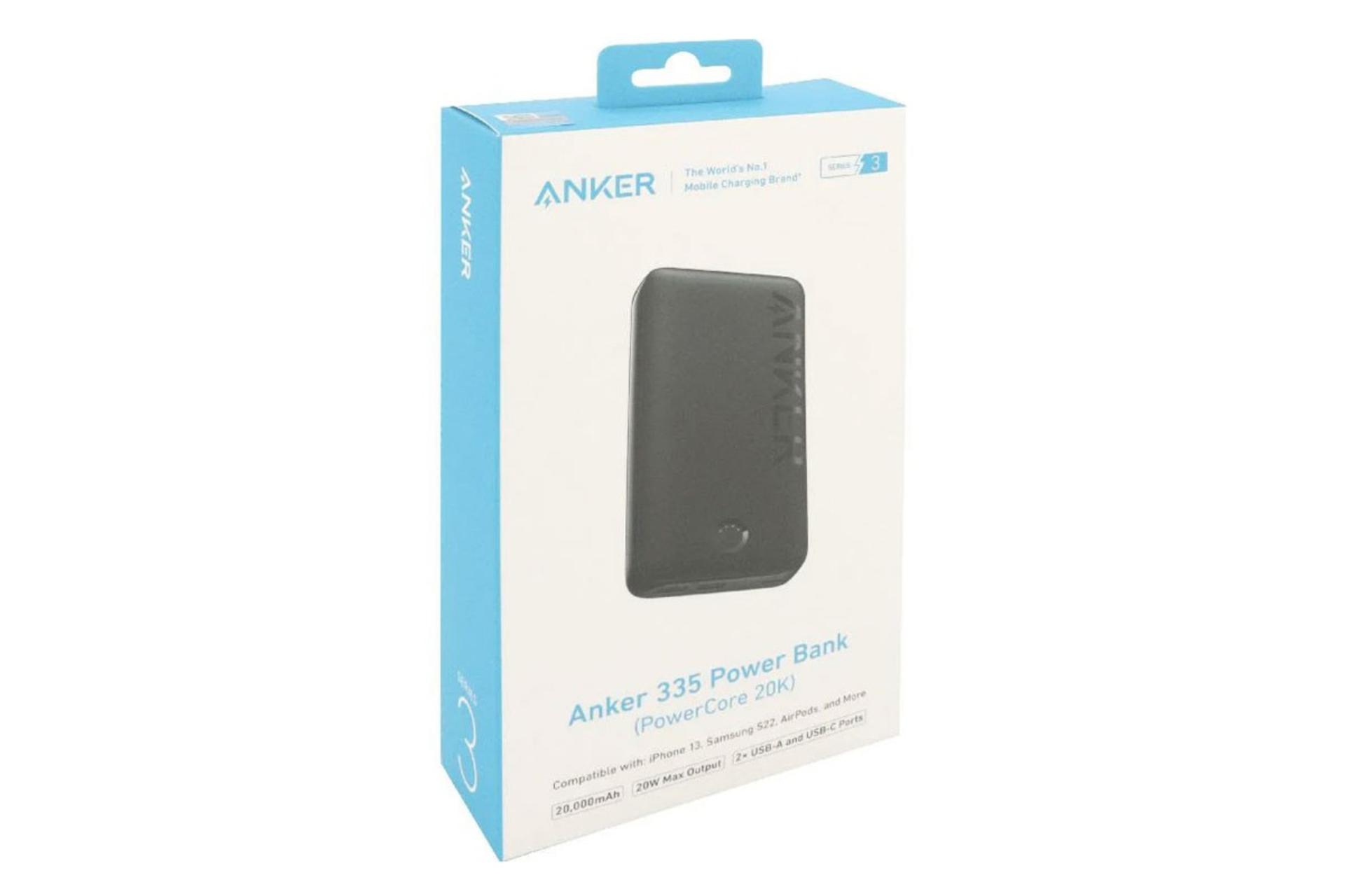 جعبه پاور بانک انکر 335 PowerCore 20K با ظرفیت 20000 میلی‌آمپر ساعت