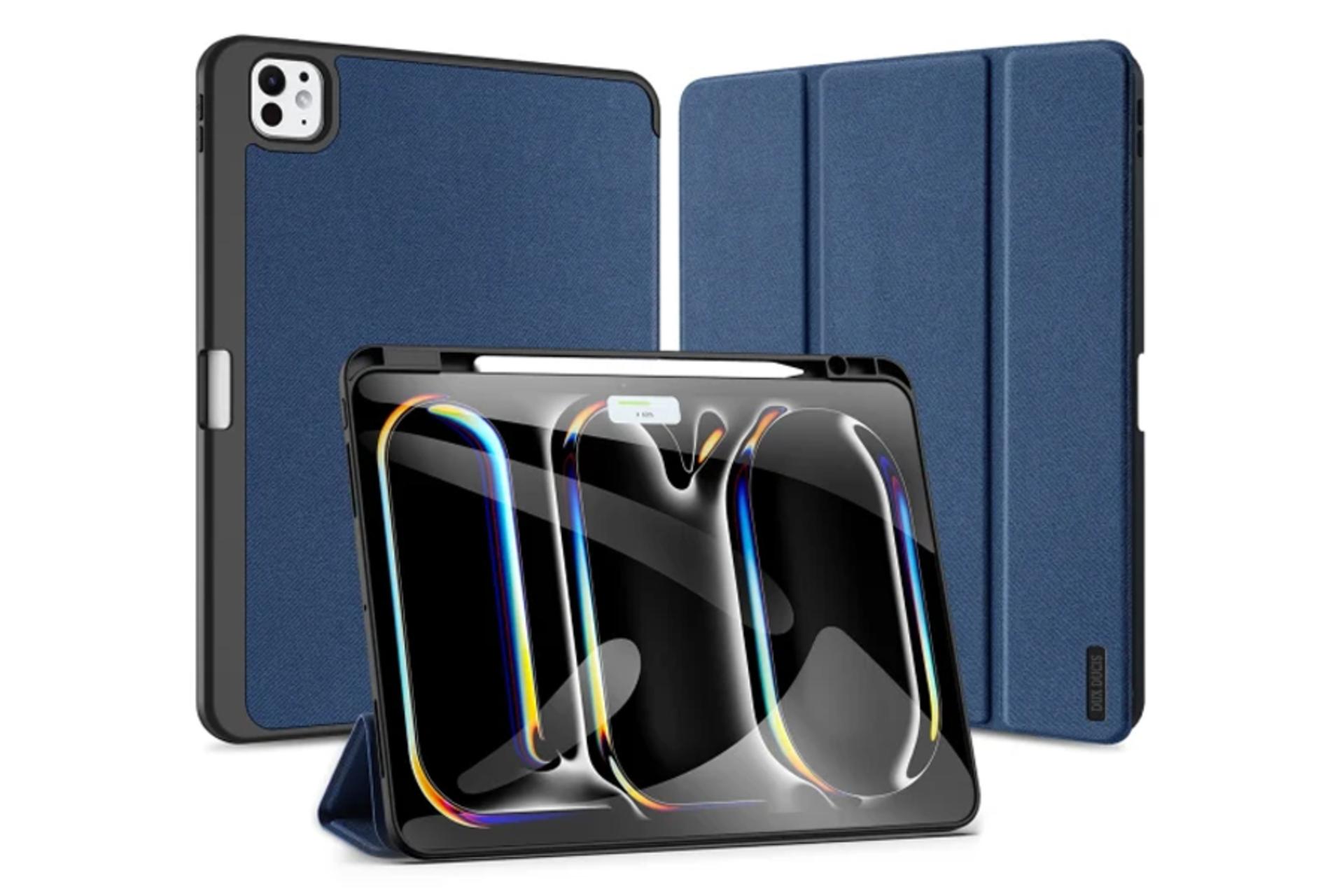 قاب تبلت کیف کلاسوری دوکس دوکیس مدل Domo مناسب اپل iPad Pro 11 2024 رنگ آبی