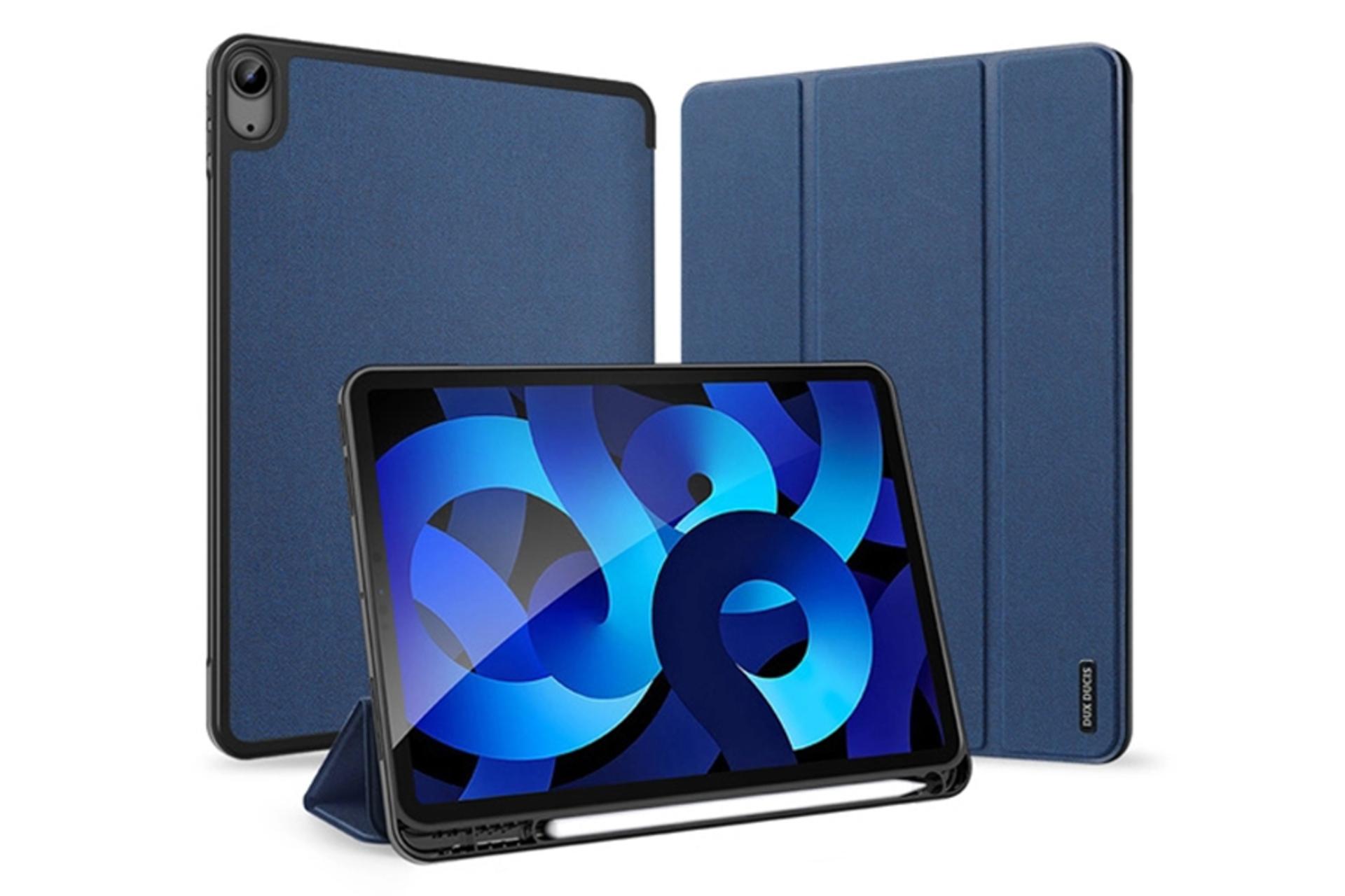 قاب تبلت کیف کلاسوری دوکس دوکیس مدل Domo مناسب اپل iPad Air 11 2024 رنگ آبی