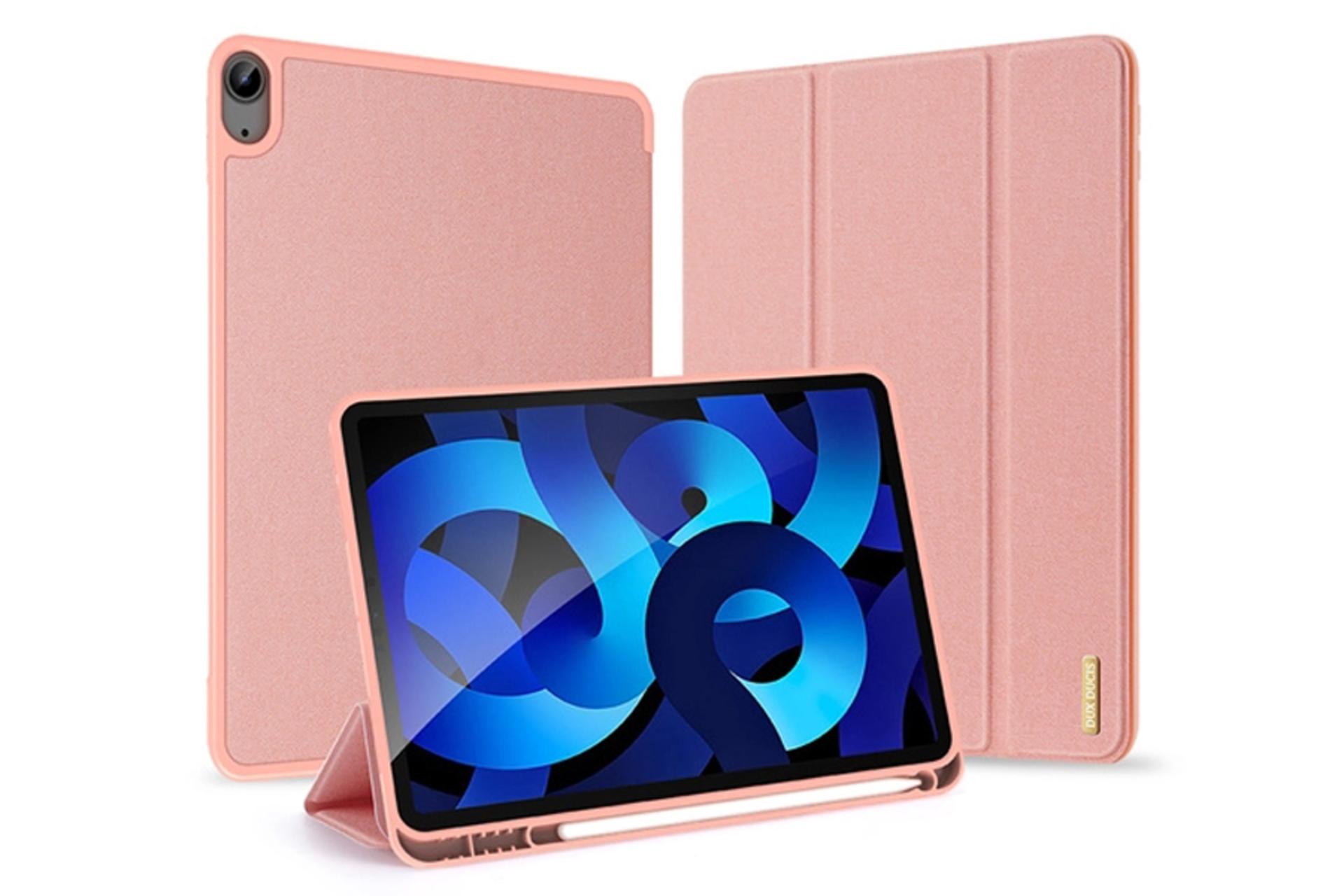 قاب تبلت کیف کلاسوری دوکس دوکیس مدل Domo مناسب اپل iPad Air 11 2024 رنگ صورتی