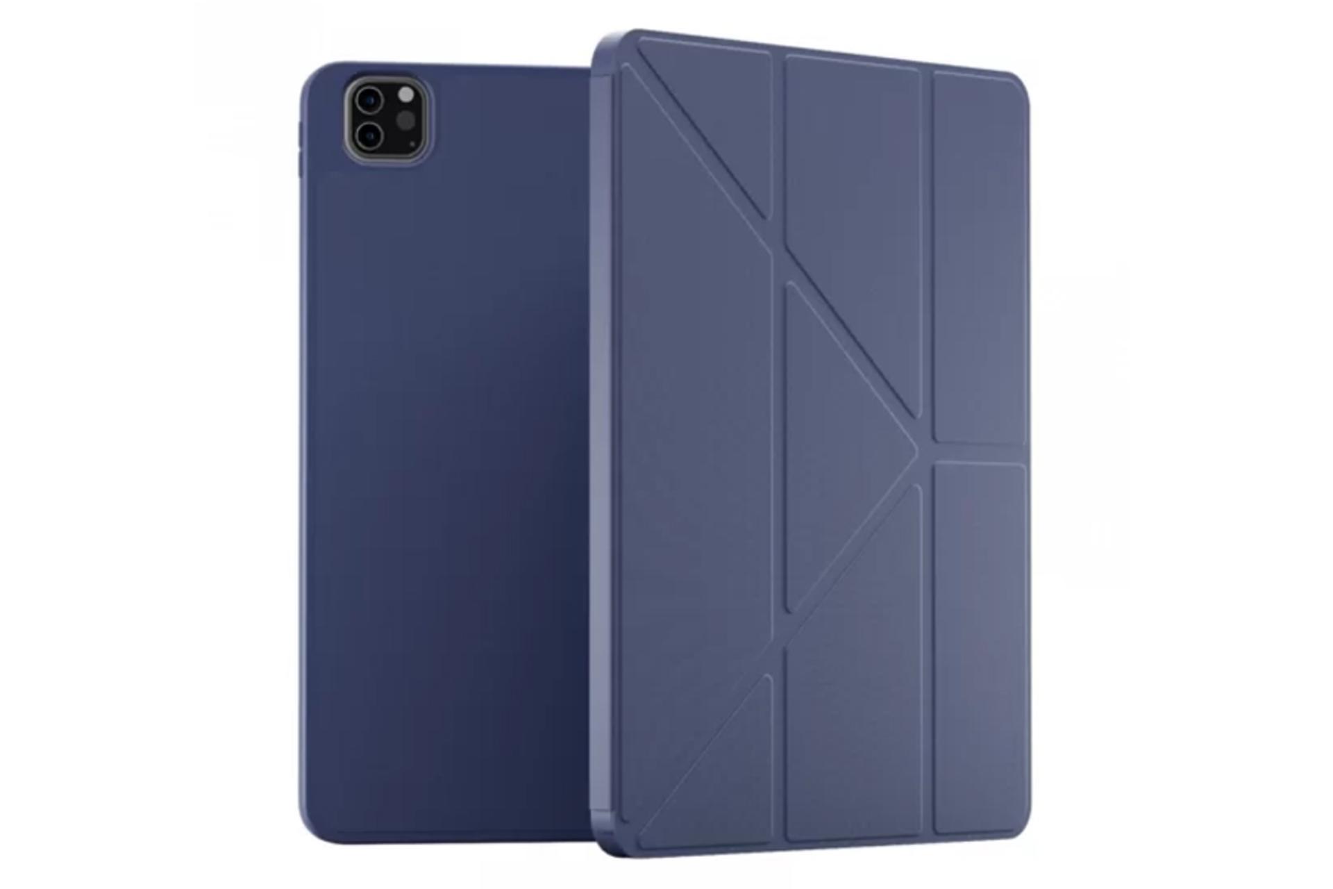 قاب تبلت کیف کلاسوری لولو مدل Elegante Hybrid مناسب اپل iPad Pro 12.9 2022 / 2021 رنگ آبی