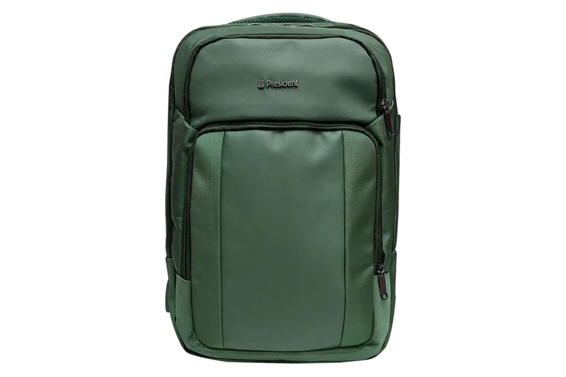 کیف لپ تاپ کوله پشتی لپ تاپ پرزیدنت Wizard مناسب 15.6 اینچ رنگ سبز