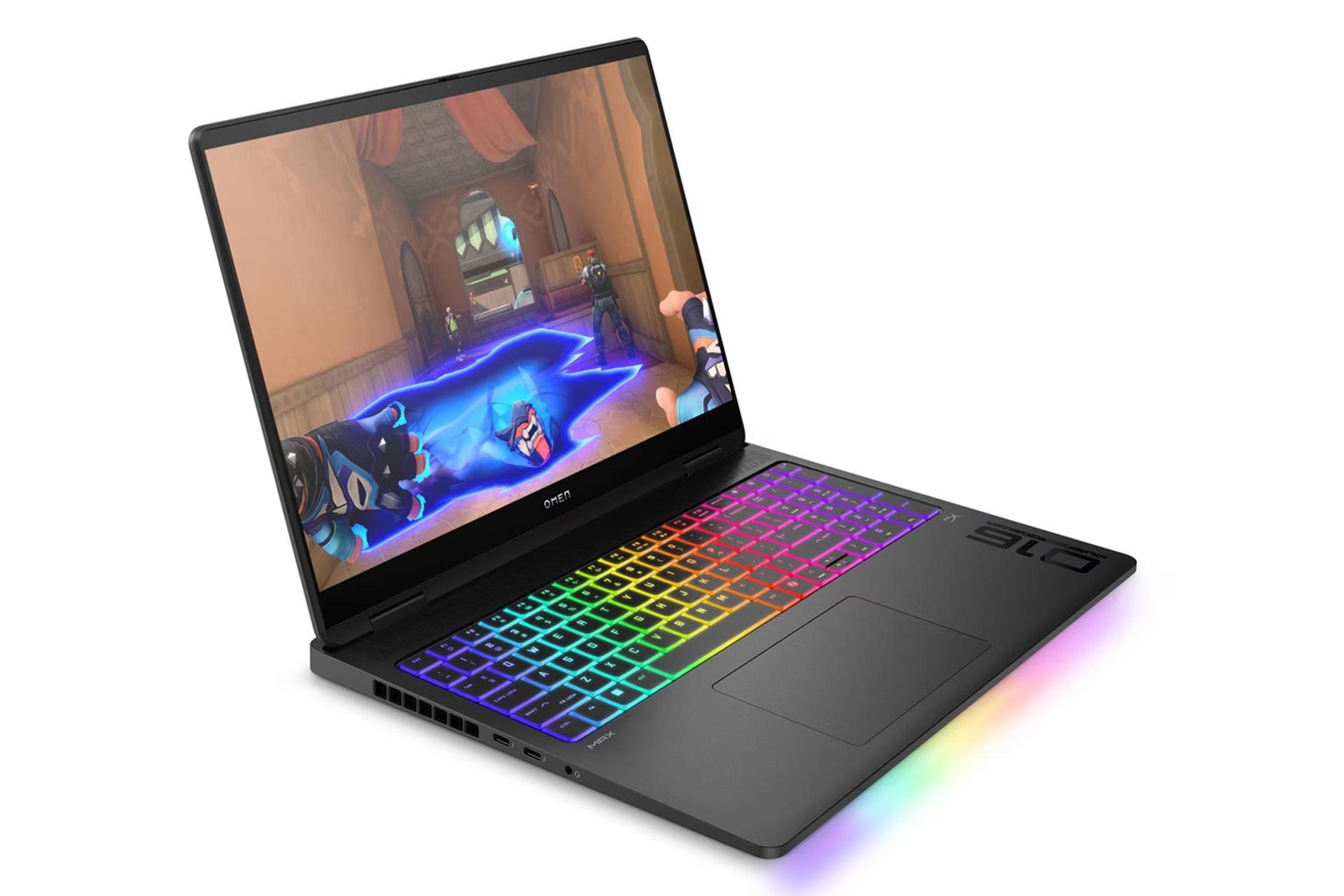 لپ تاپ اچ پی HP OMEN MAX 16-ah0002TX نمای جلو و چپ