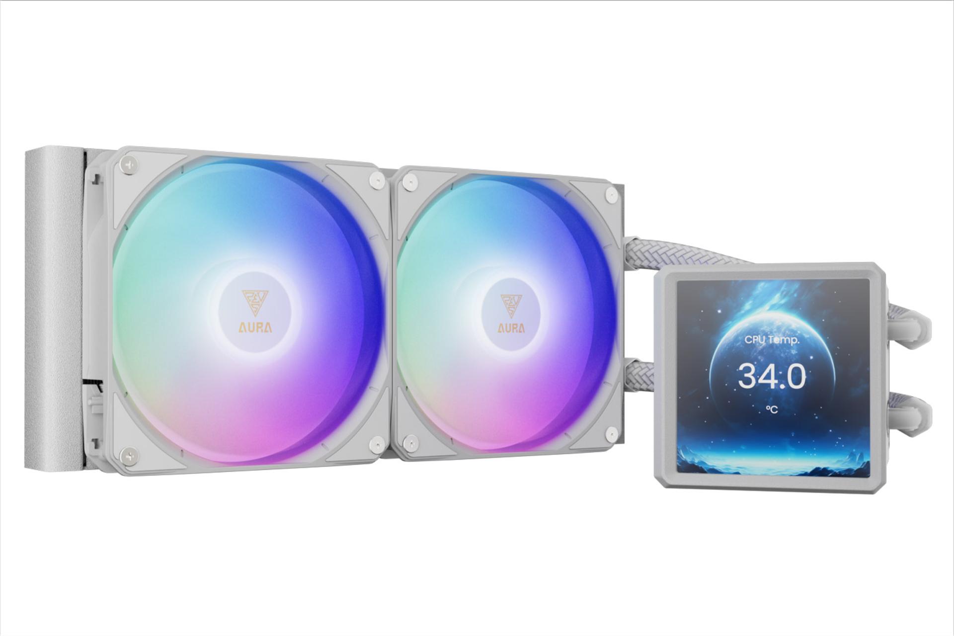 خنک کننده مایع گیم دیاس AURA GL240 LCD WH رنگ سفید