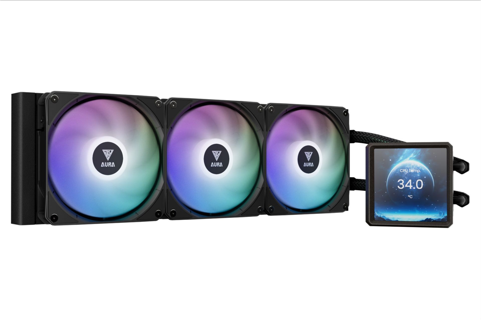 خنک کننده مایع گیم دیاس AURA GL360 LCD رنگ مشکی