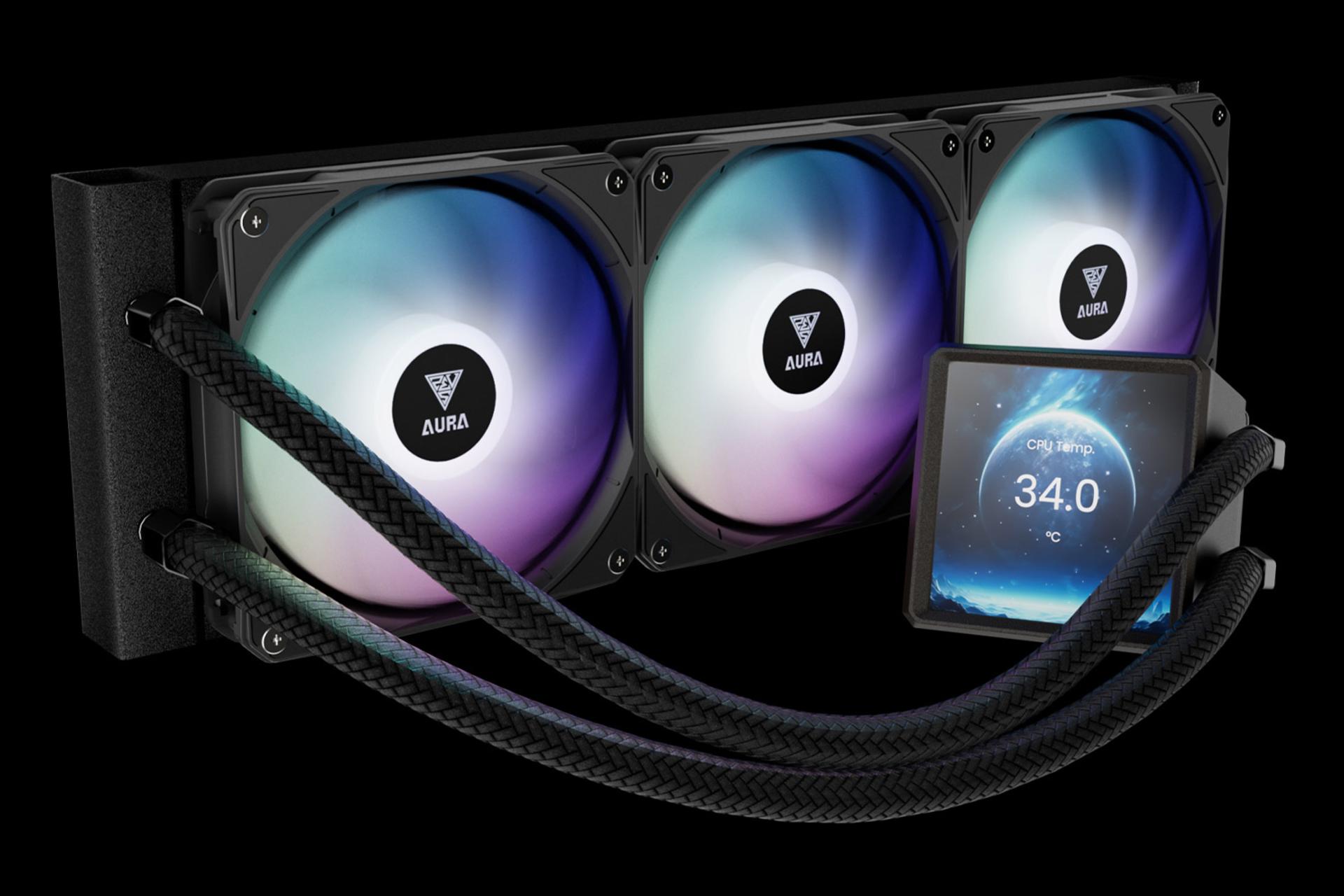 نمای سمت چپ خنک کننده مایع گیم دیاس AURA GL360 LCD