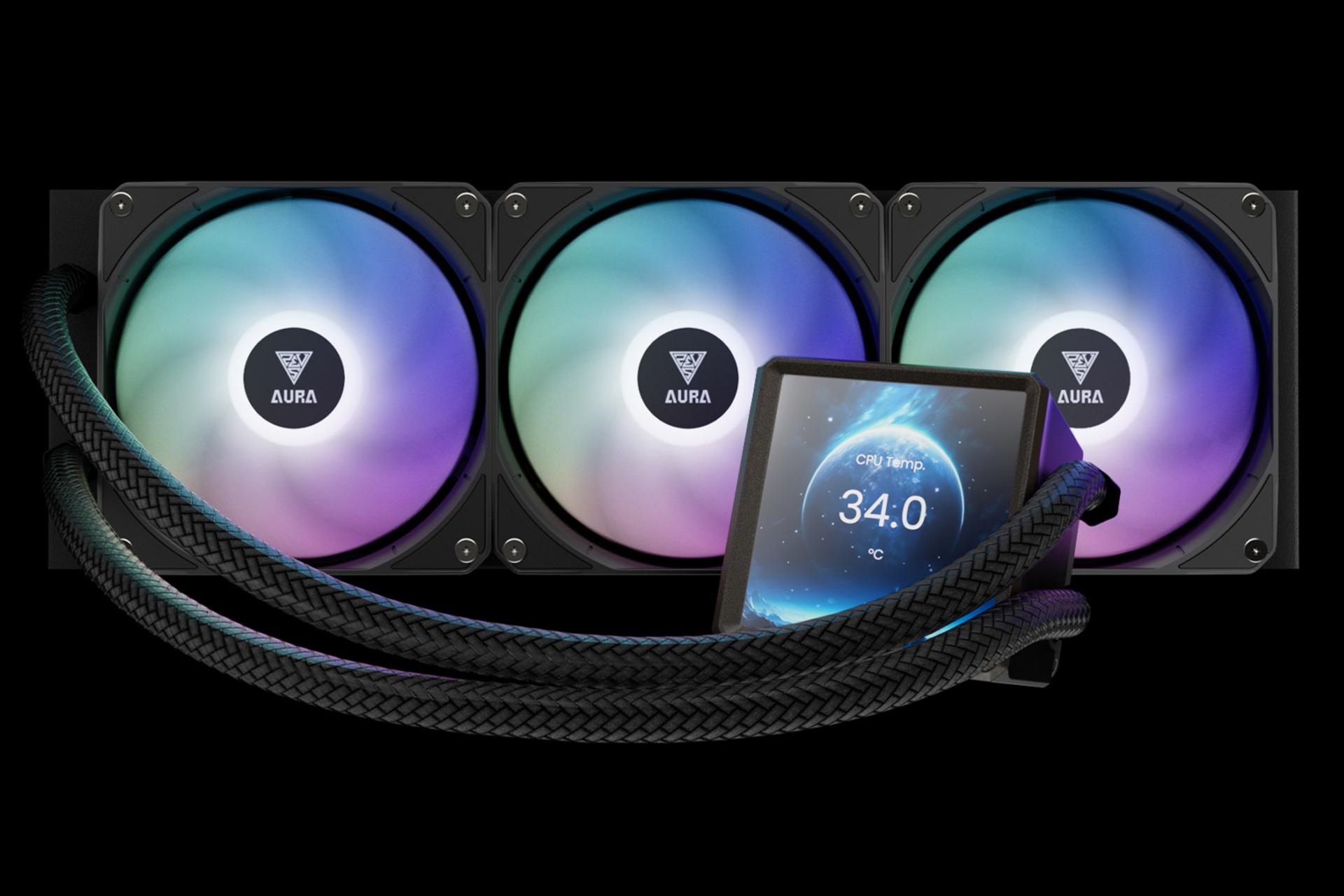 خنک کننده مایع گیم دیاس AURA GL360 LCD نمای روبرو