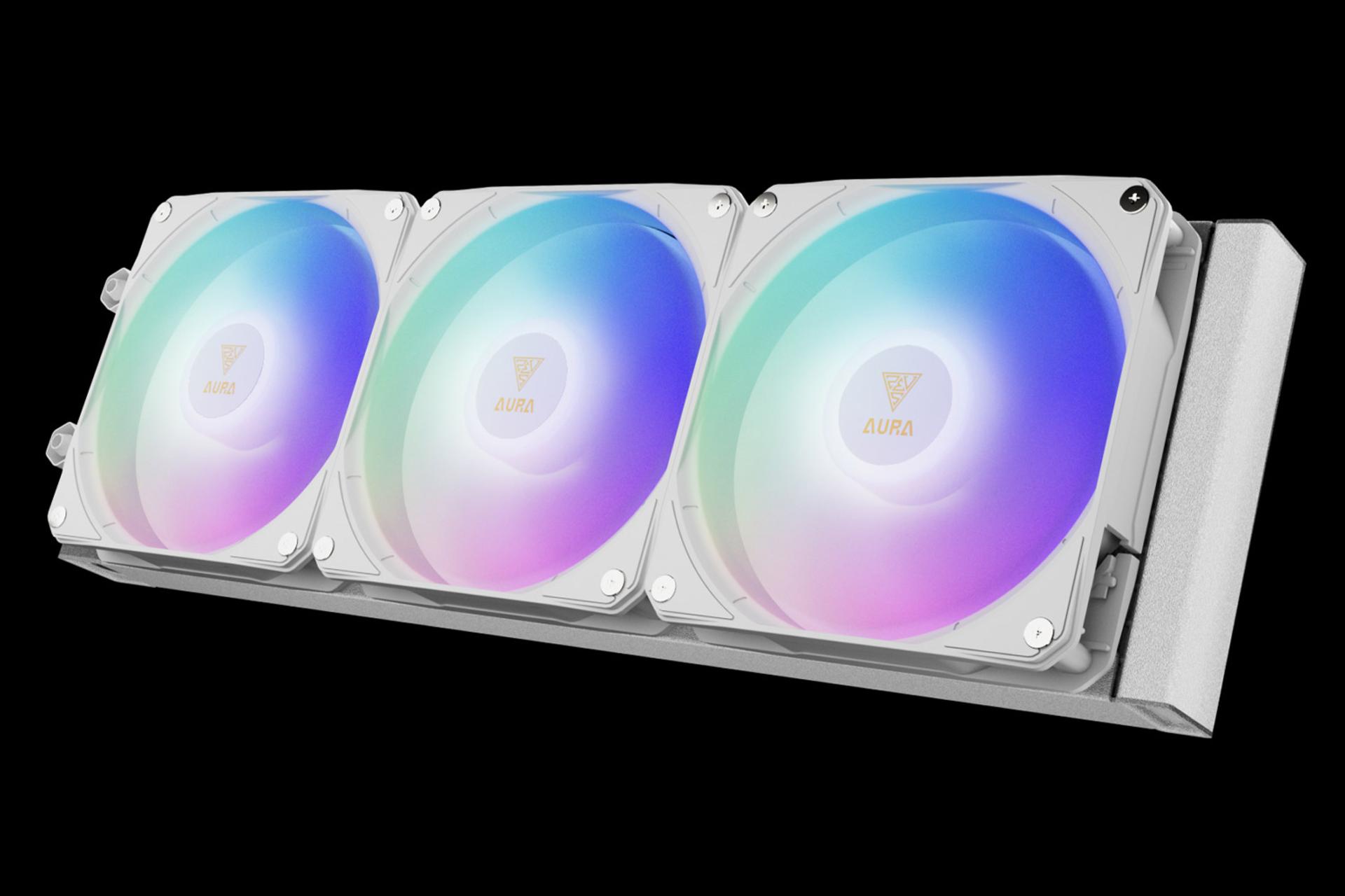 نمای سمت راست خنک کننده مایع گیم دیاس AURA GL360 LCD WH