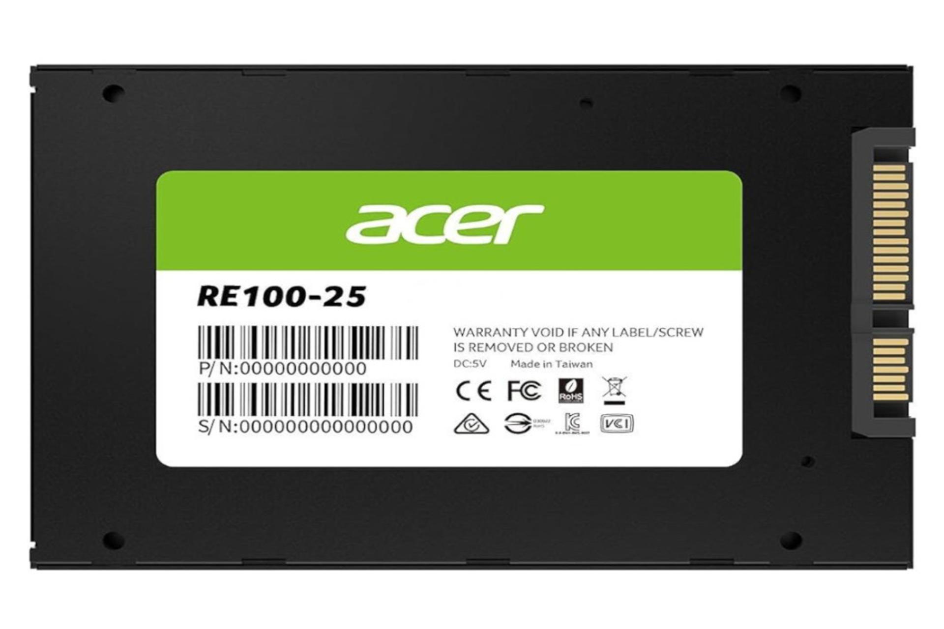 پشت اس اس دی ایسر Acer RE100 SATA 2.5 Inch
