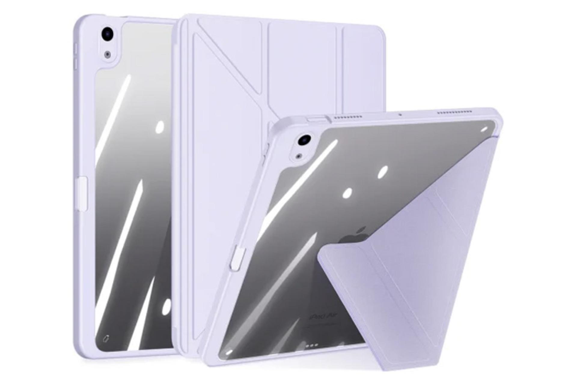 رنگ بنفش قاب تبلت کیف کلاسوری دوکس دوکیس مدل Magi مناسب اپل iPad 11 2025 / 10.9 2022