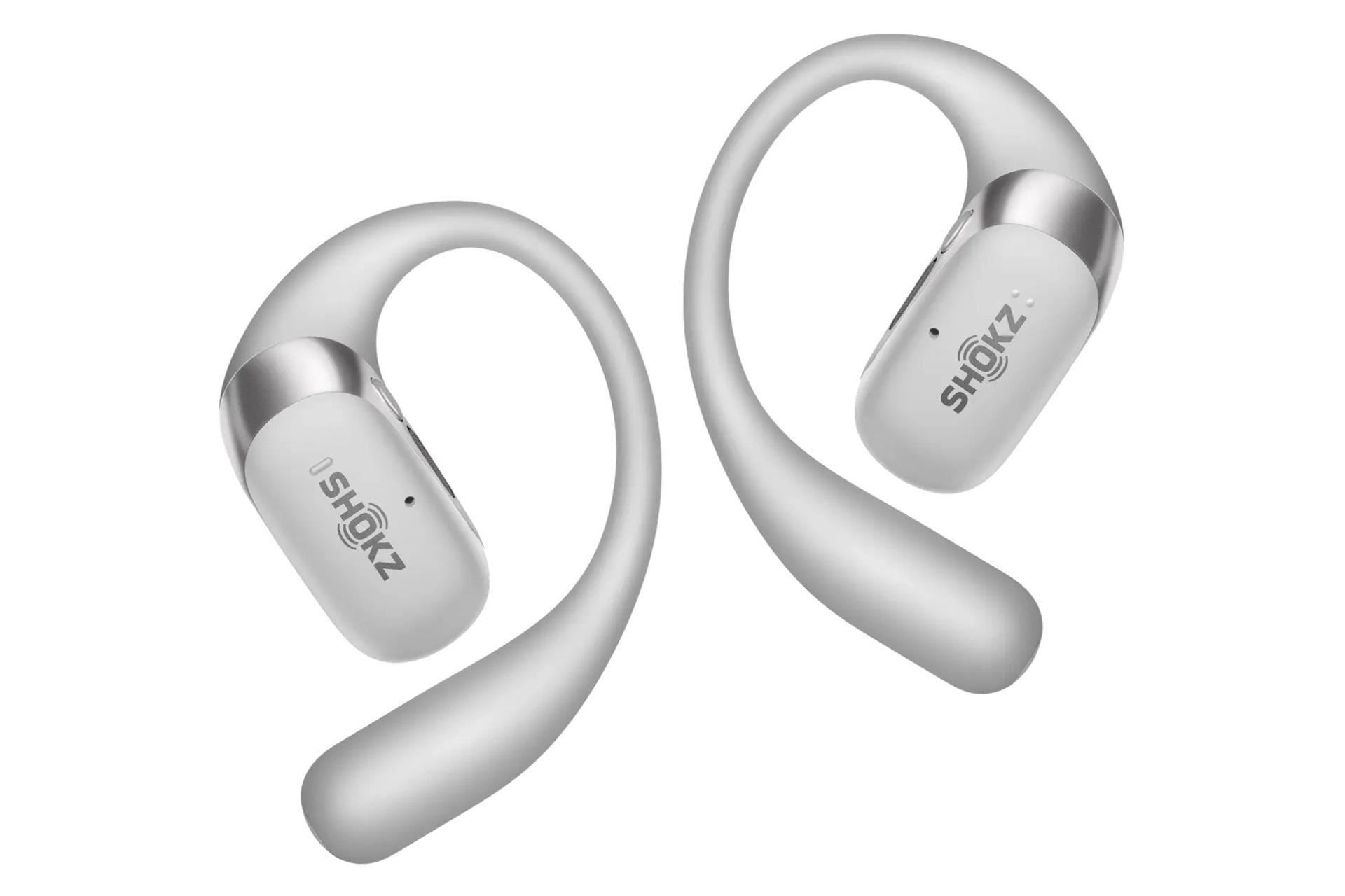 ایرباد بی سیم شاکز OpenFit 2 پلاس خاکستری از نمای جانبی / Shokz OpenFit 2+