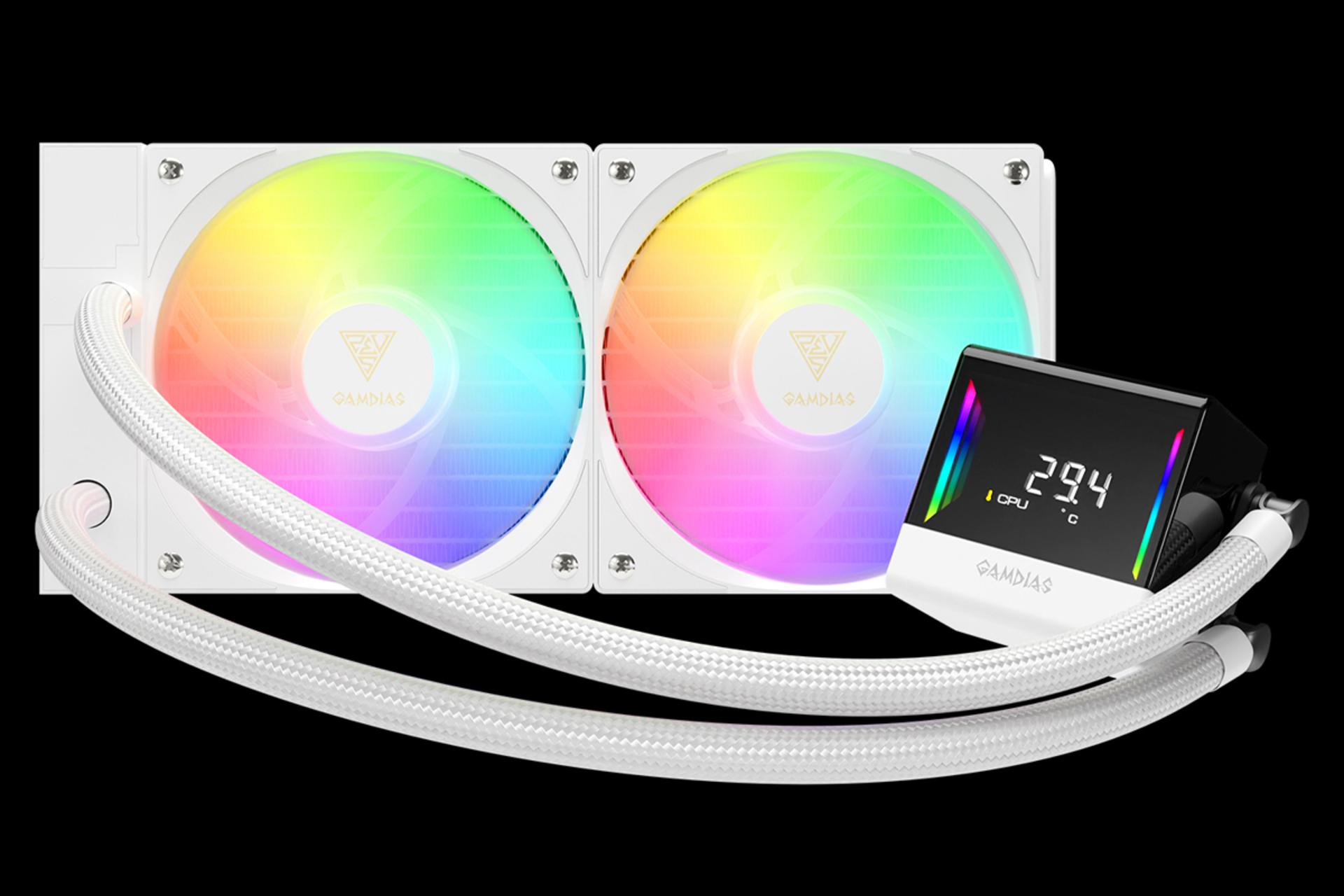 خنک کننده مایع گیم دیاس CHIONE E4-240 WH نمای روبرو