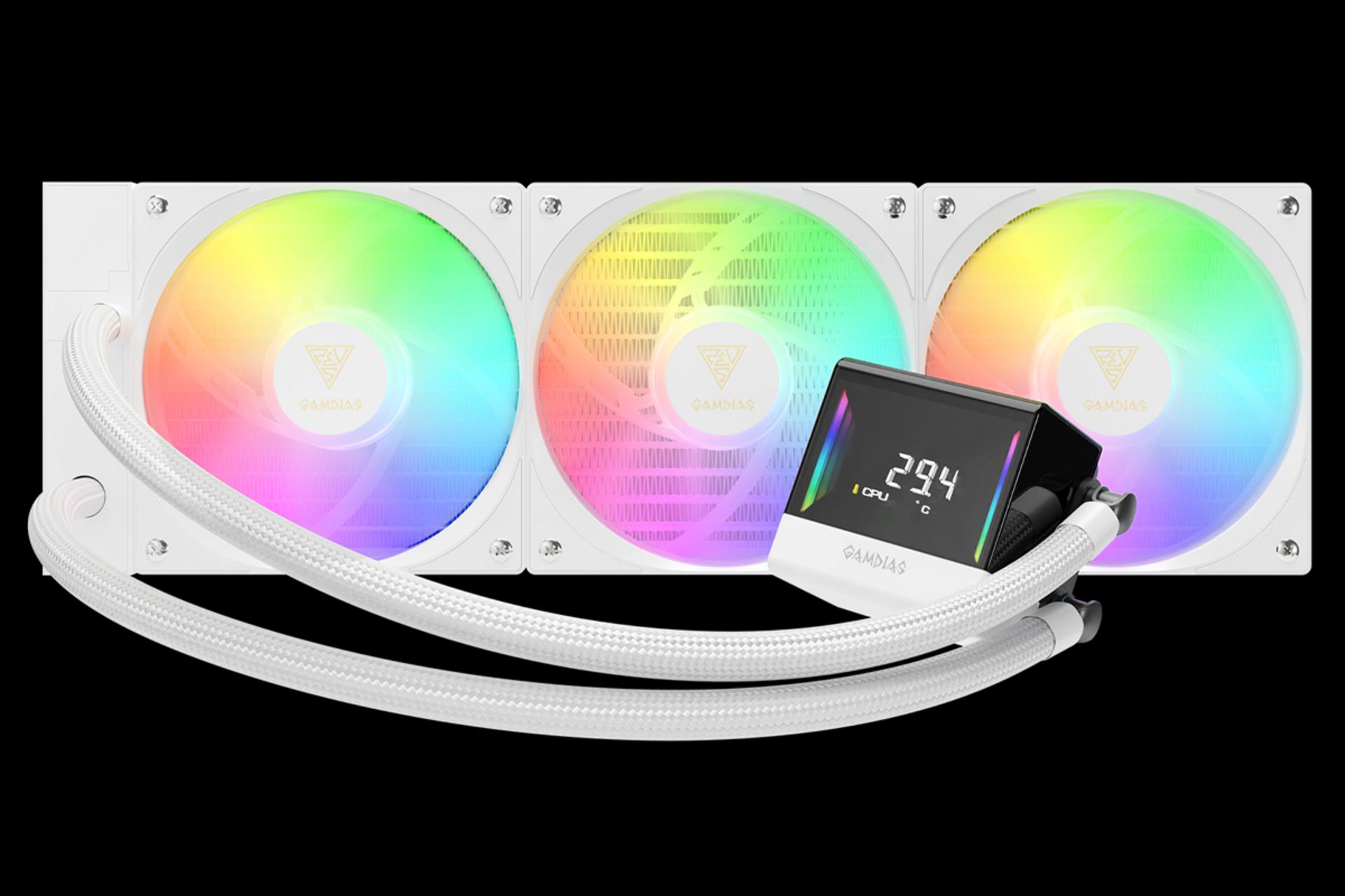 خنک کننده مایع گیم دیاس CHIONE E4-360 WH نمای روبرو