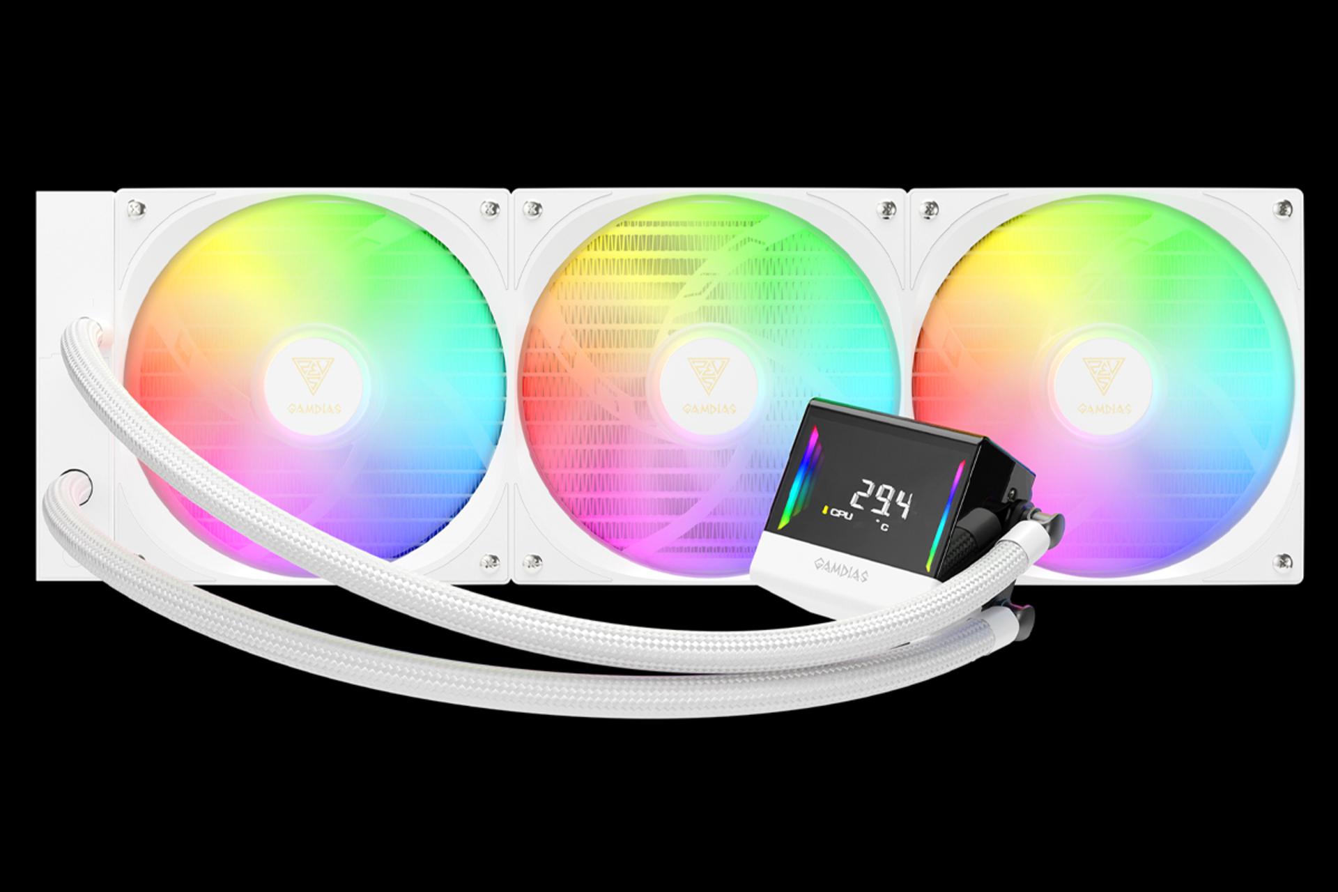 خنک کننده مایع گیم دیاس CHIONE E4-420 WH نمای روبرو