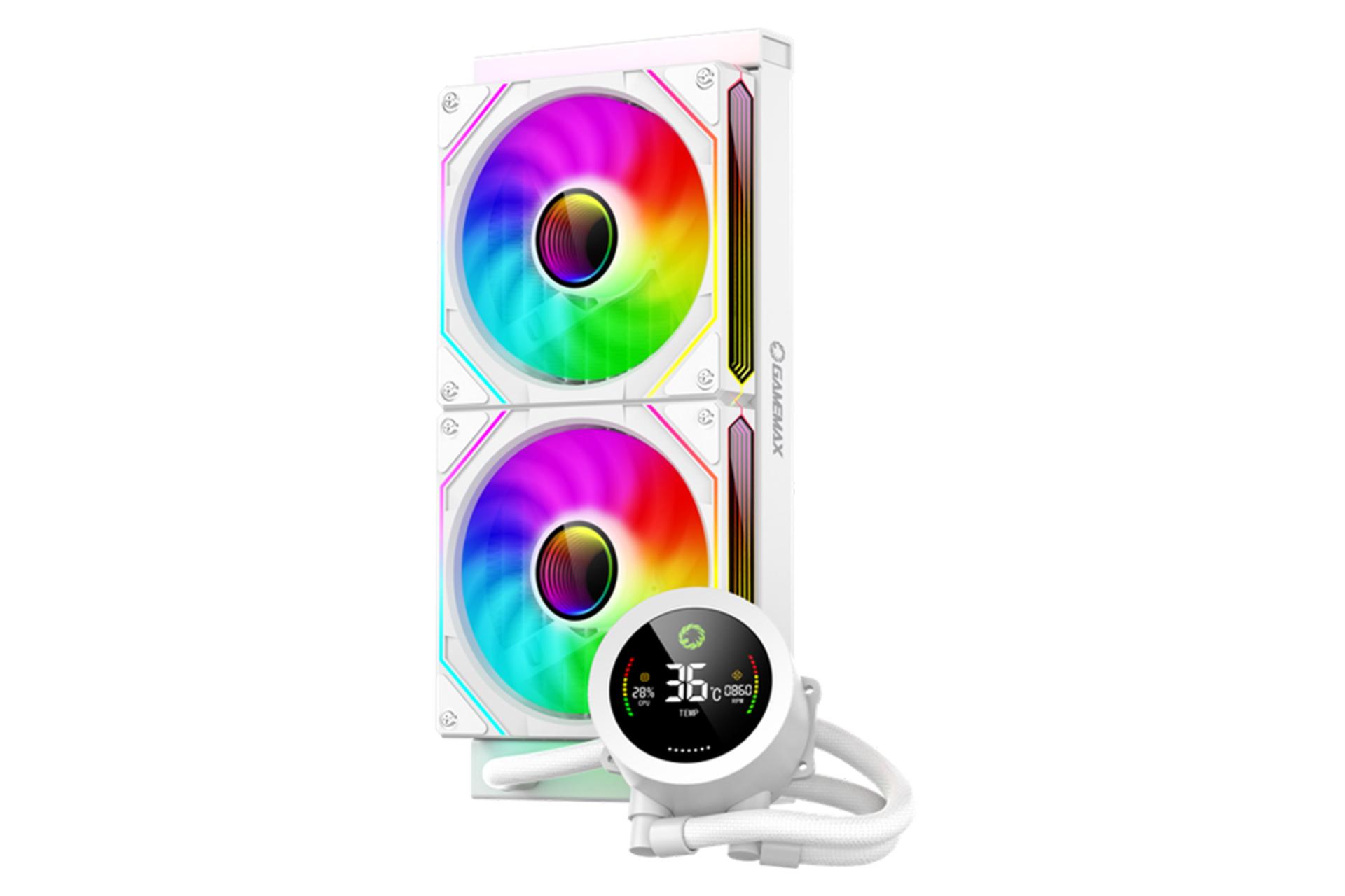 خنک کننده مایع گیم مکس ICEBURG 240 Digital WH نمای روبرو