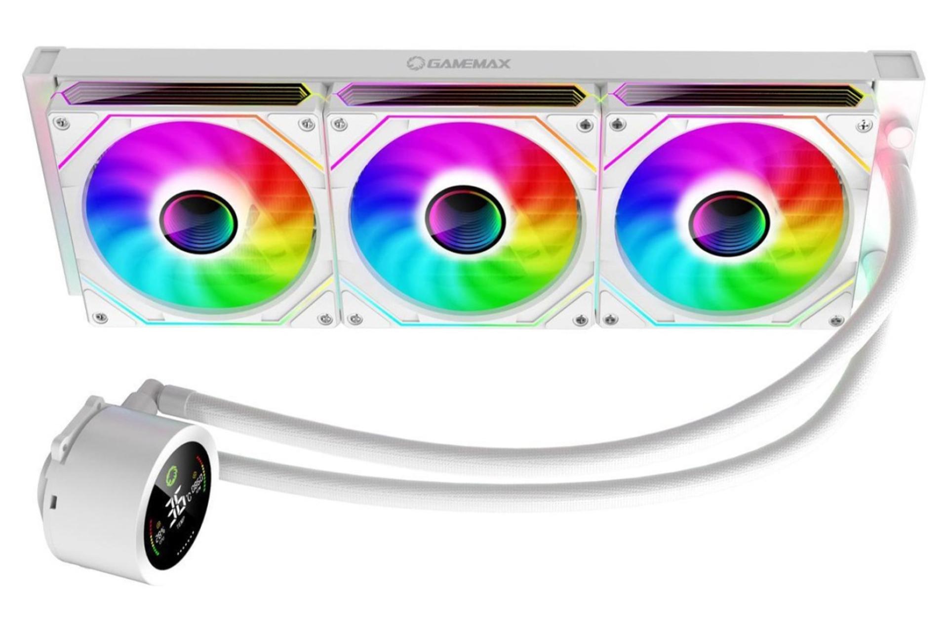 خنک کننده مایع گیم مکس ICEBURG 360 Digital WH نمای روبرو