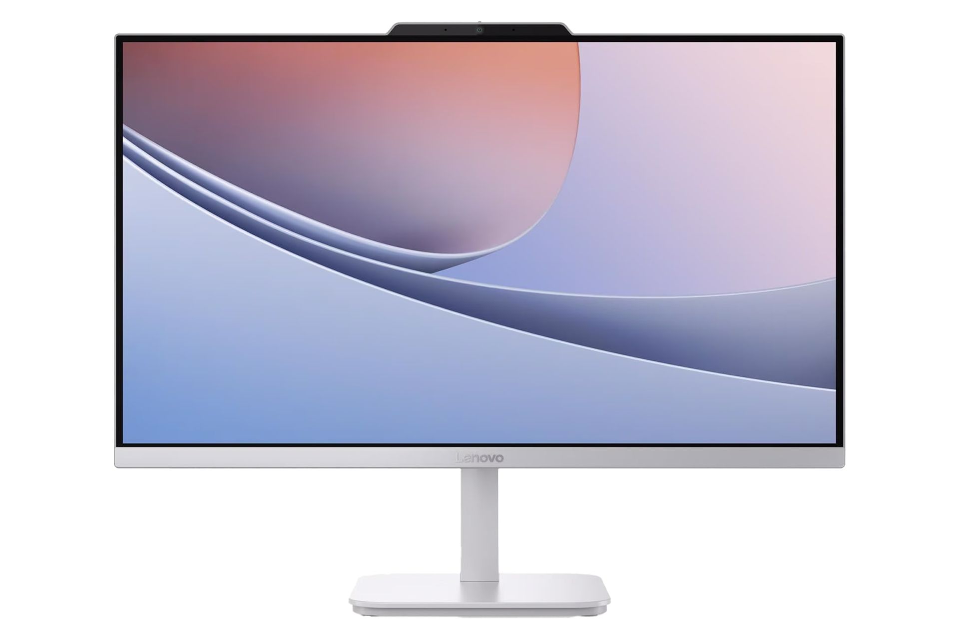 نمای جلوی کامپیوتر همه کاره A100 لنوو با نمایشگر روشن و نمایش وبکم