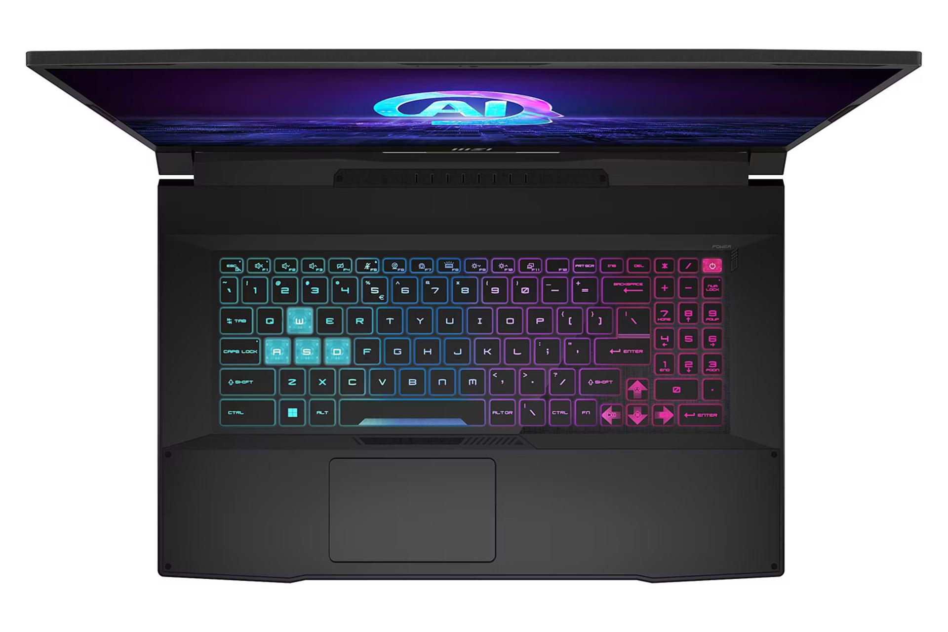 لپ تاپ ام اس آی MSI Katana A17 AI B8V نمای بالا و کیبورد