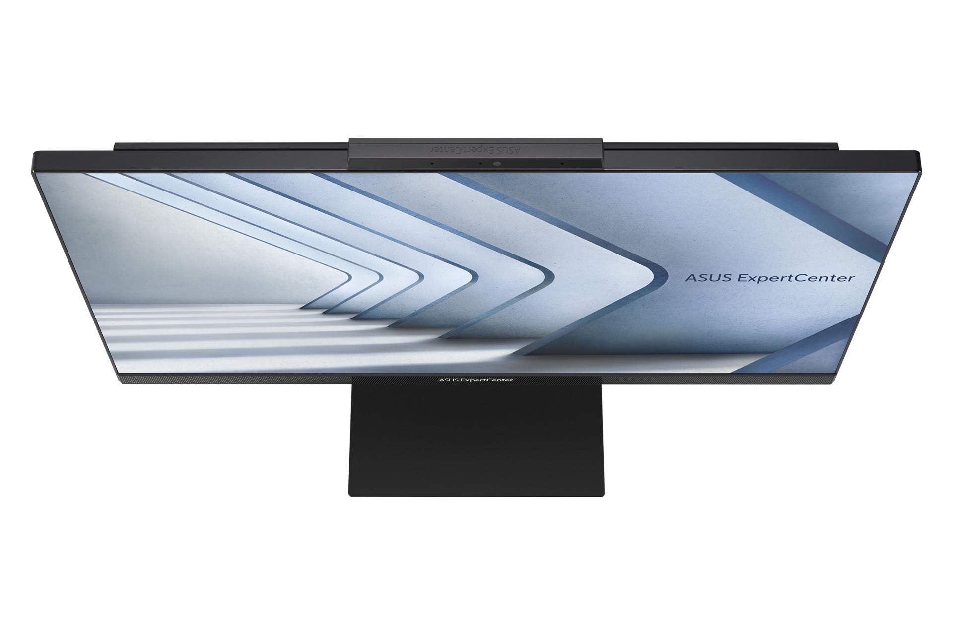 نمای بالای کامپیوتر همه کاره ExpertCenter E5 AiO 24 E5402WVA ایسوس با نمایش لبه بالا، وبکم و پایه